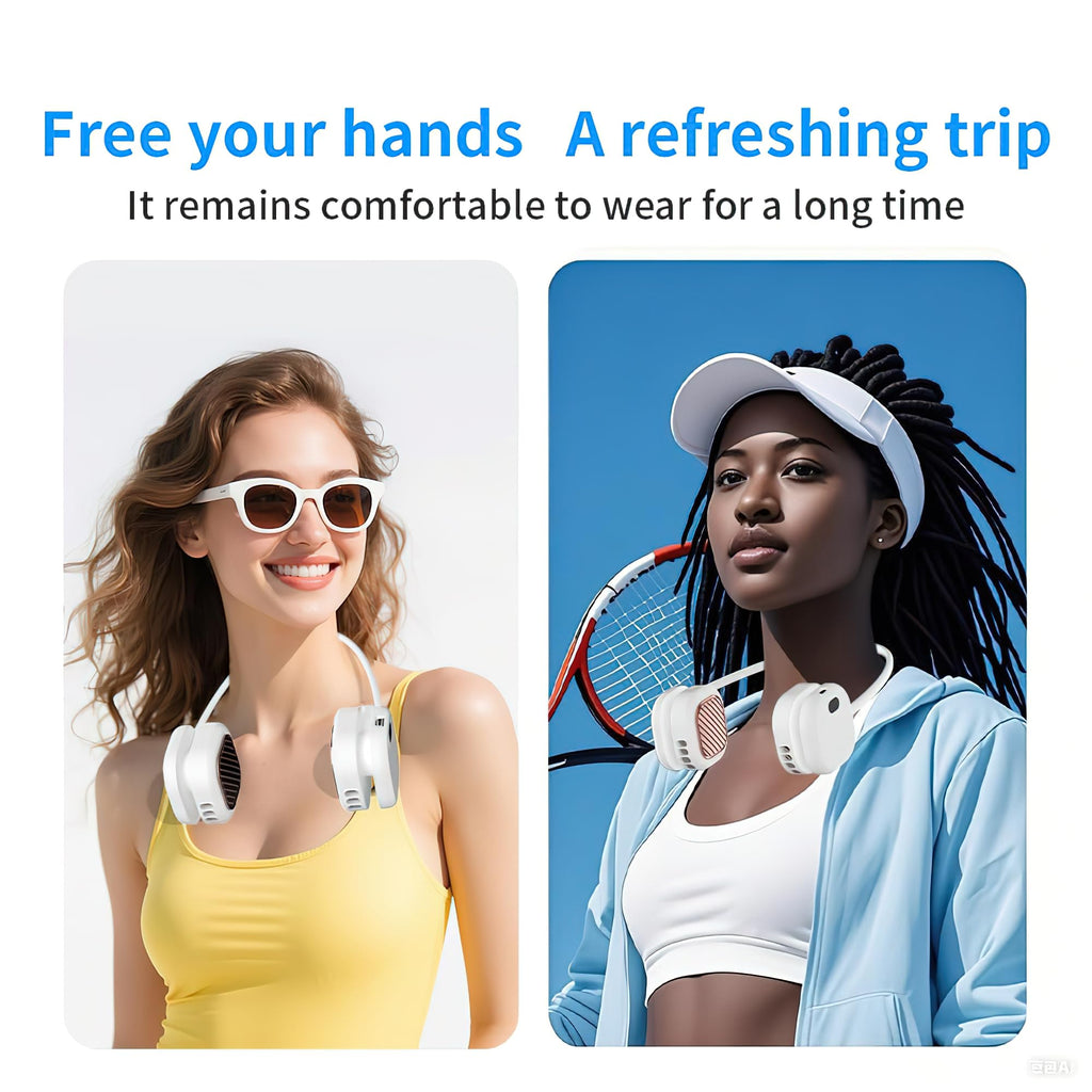 Portable Neck Fan, Hands Free Mini Personal Neck Fans for Women with 5 Speeds, Lightweight Small 5oz Wearable Cooling Fan, 360° Adjustable, Gift for Girl, Gym, Travel and Outdoor, White