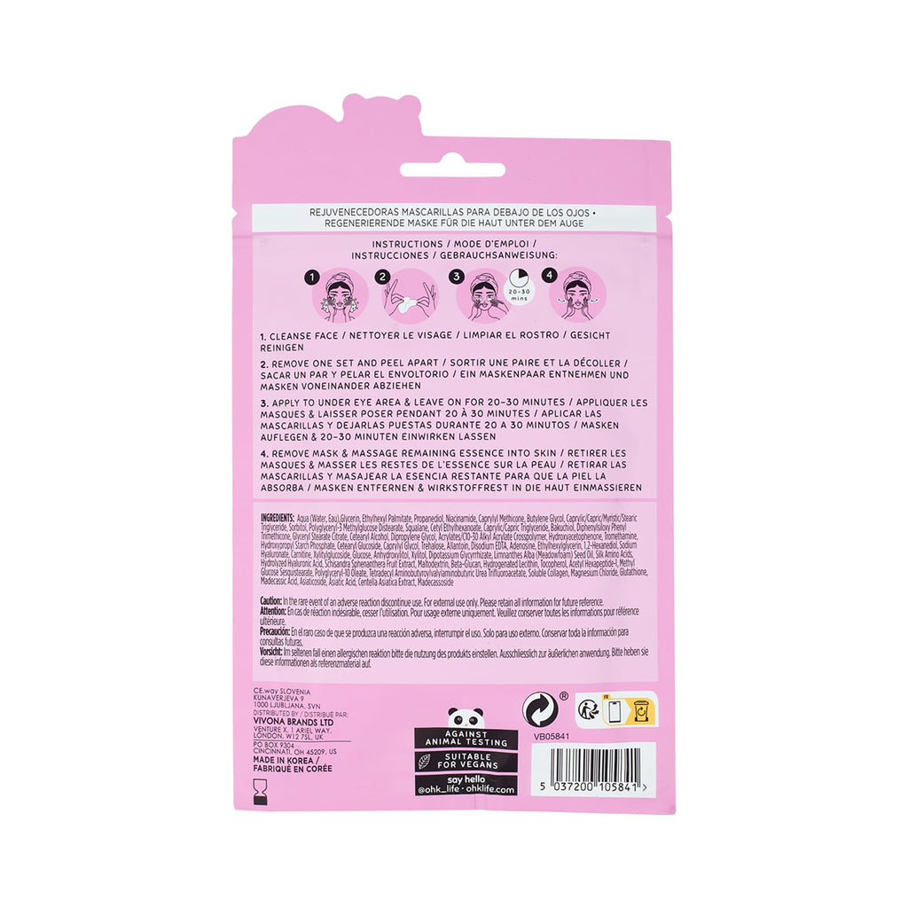 Oh K! Eye Mask - Rejuvenating - Hydrating Under Eye Patches - Depuffing Undereye Patches with Niacinamide - Hydrogel Mask for Dark Circles - 7 Pairs