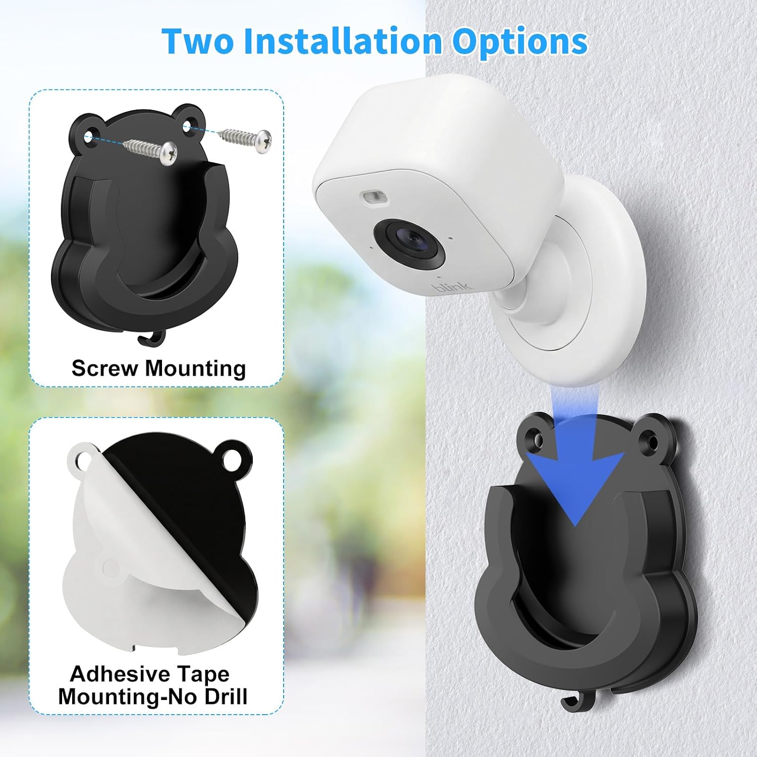 3 Pack No Drill Blink Camera Mount with Sync Module Mount for Blink Outdoor 4/ 2K+/ Outdoor (3rd gen) Cameras/ Mini/ Mini 2/2k+, Outlet Wall Mount No Messy Wires Space-Saving Bracket with Short Cable