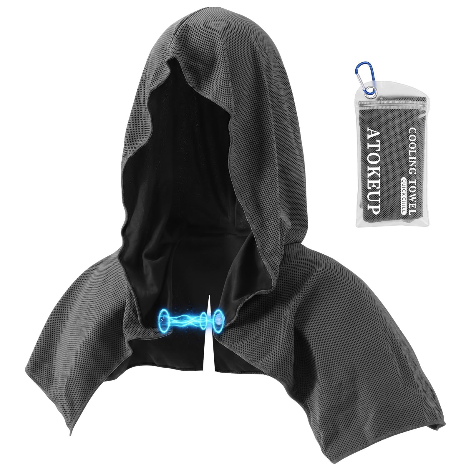 3 Pack Cooling Hoodie Towels for Neck and Face, Ice Towels for Hot Weather | UPF 50 Sun Protection & Instant Cooling, Soft Breathable Towel for Sport, Work Out, Gym, Camping & More Activities