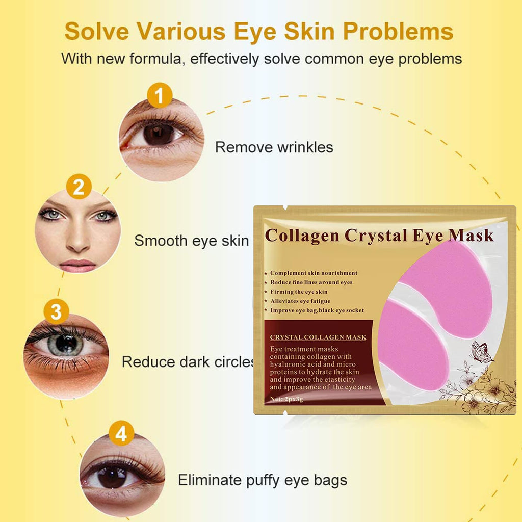 Lip Mask & Eye Mask - 30PCS Under Eye Patches Skincare for Puffy Eyes Bags Reducing Dark Circles,Collagen Hydrating Moisturizing Smoothing Gel Pads for Fade Fine Lines Anti-Aging Wrinkles Pink