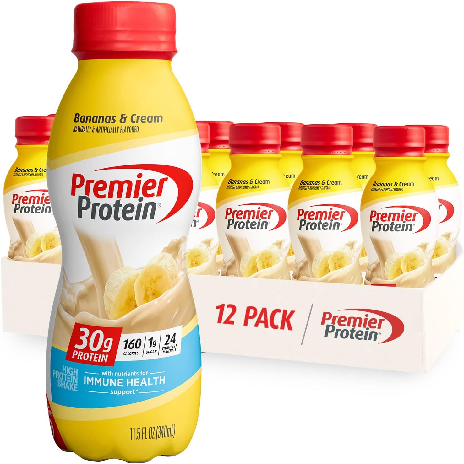 Premier Protein Shake Root Beer Float 30g Protein 12 Pack + Bananas & Cream 30g Protein 12 Pack