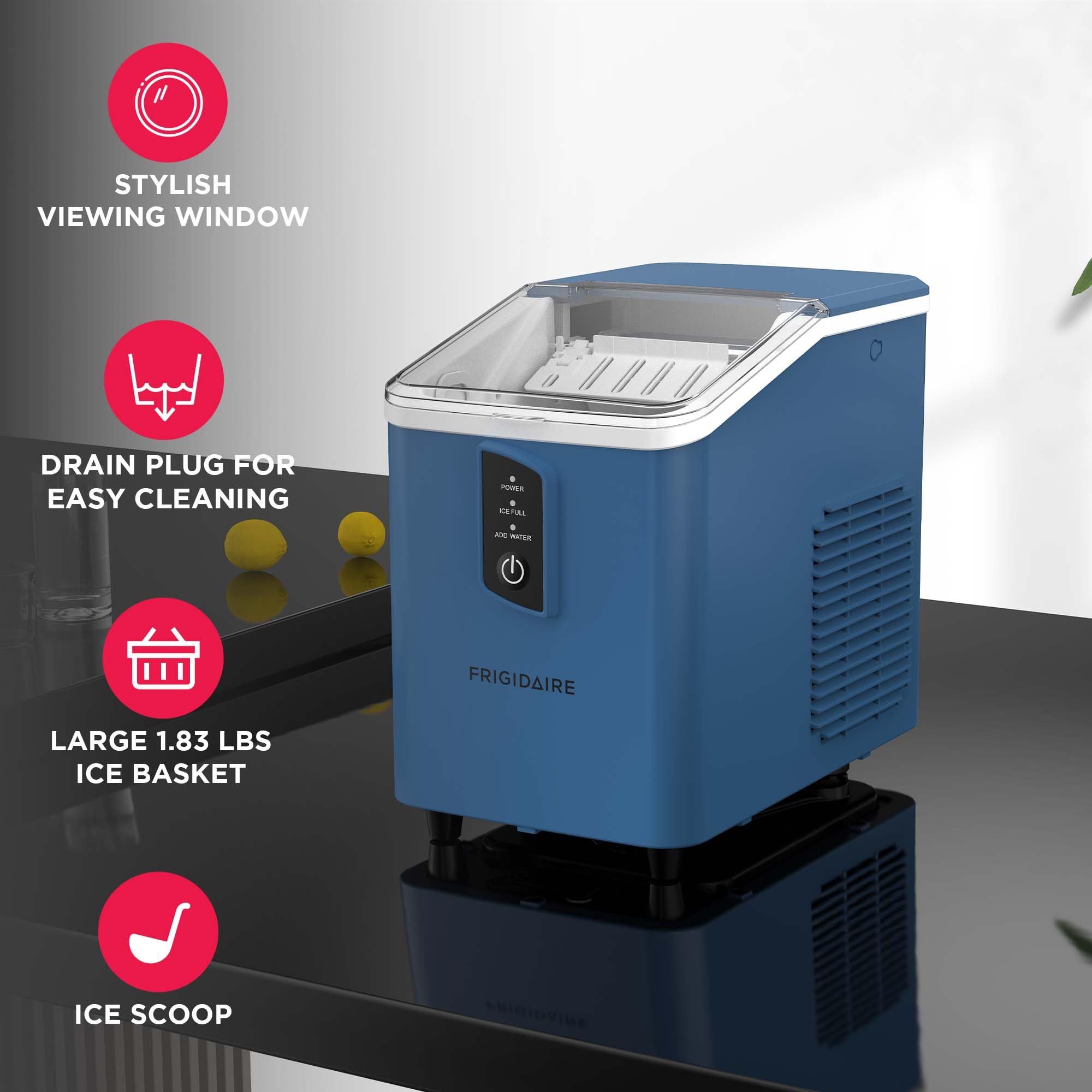 FRIGIDAIRE EFIC128AMZBLK Compact Countertop Ice Maker, 26 lb per Day, Black