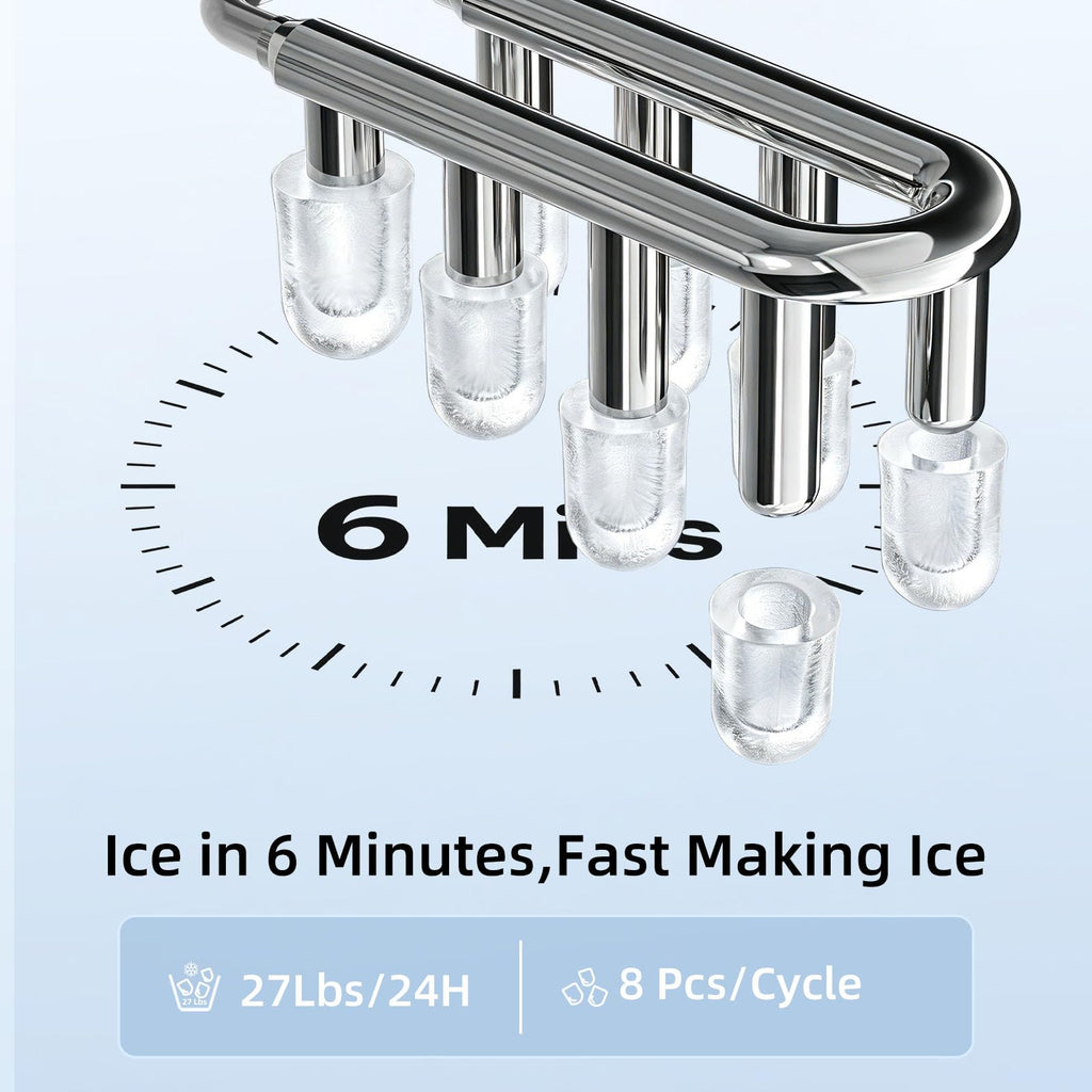 Antarctic Star Ice Maker Countertop, Portable Ice Machine with Carry Handle, 26Lbs Per Day, 9 Cubes Ready in 6 Mins, Self-Cleaning Ice Makers with Ice Scoop and Basket for Kitchen/Office/Party (Black)