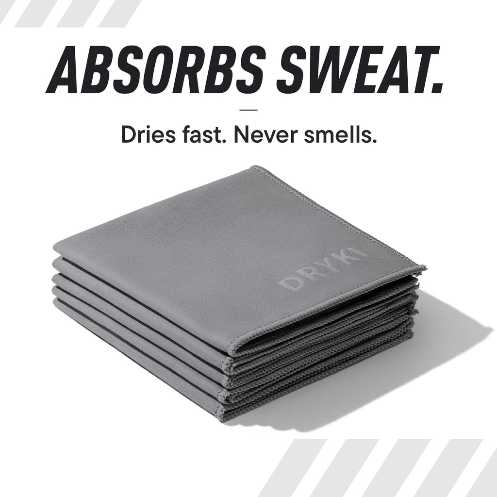 DRYKI Pocket-Sized Sweat Towels - The Original Sweat Absorbing Handkerchiefs - Quick-Dry Microfiber Sweat Rags for Face, Hands, & Body - Men & Women - Gym and Work (Moss Camo: 5 Pack)