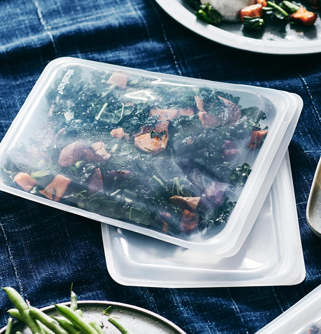 Stasher Silicone Reusable Storage Bags, 4-Pack, Reusable Freezer Bags, Microwave, Dishwasher, Oven Safe, Sous Vide, Premium Lunch Containers, Eco Friendly, Food-safe Silicone Snack Bag, Clear