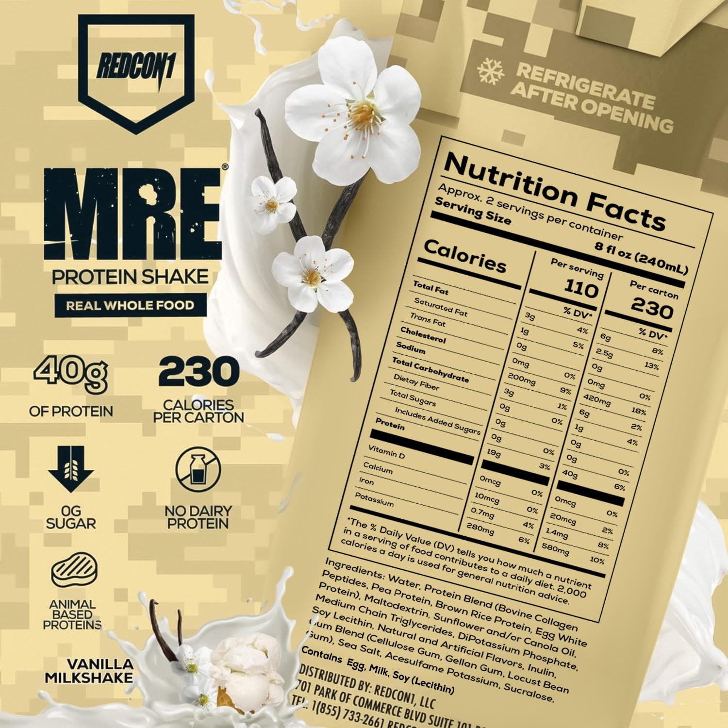 REDCON1 MRE RTD Protein Shake | Milk Chocolate | Lactose Free, 40g Protein - 12 Pack, 14 oz