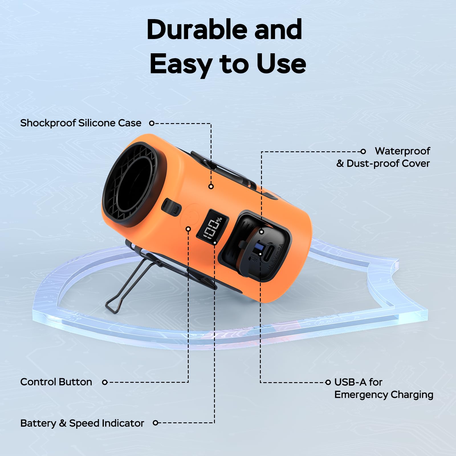 AMACOOL Portable Waist Fan Clip On, MAX 40H Work Time, 10000mAh Rechargeable Wearable Shirt Fan with Light, 16000RPM Powerful 5 Speed Belt Fans Personal Cooling Fans for Outdoor Jobsite Camping Travel