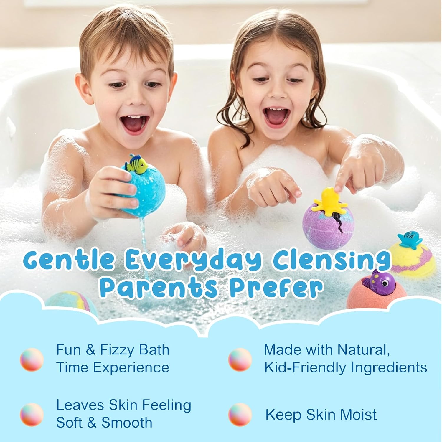 12 PCS Natural Bath Bombs, 2026 Upgrade Play Fizz Bath Bombs Gift Set with 12 Different Fragrances, Ocean Theme Bath Fizzies, Sea Salt Color Changing Spa Easter Bath Balls