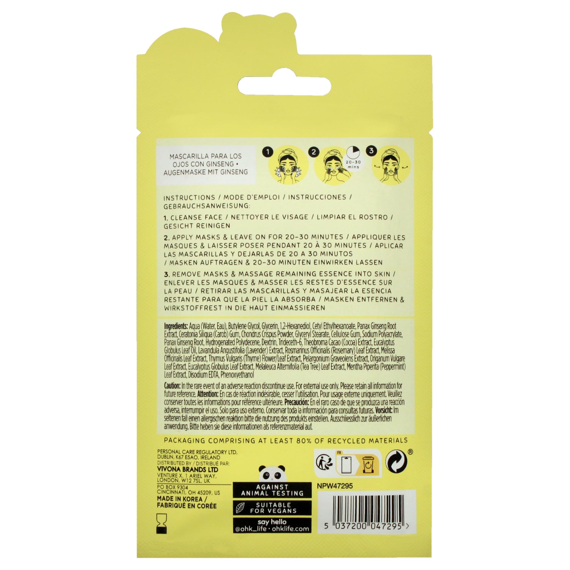 Oh K! Eye Mask - Rejuvenating - Hydrating Under Eye Patches - Depuffing Undereye Patches with Niacinamide - Hydrogel Mask for Dark Circles - 7 Pairs