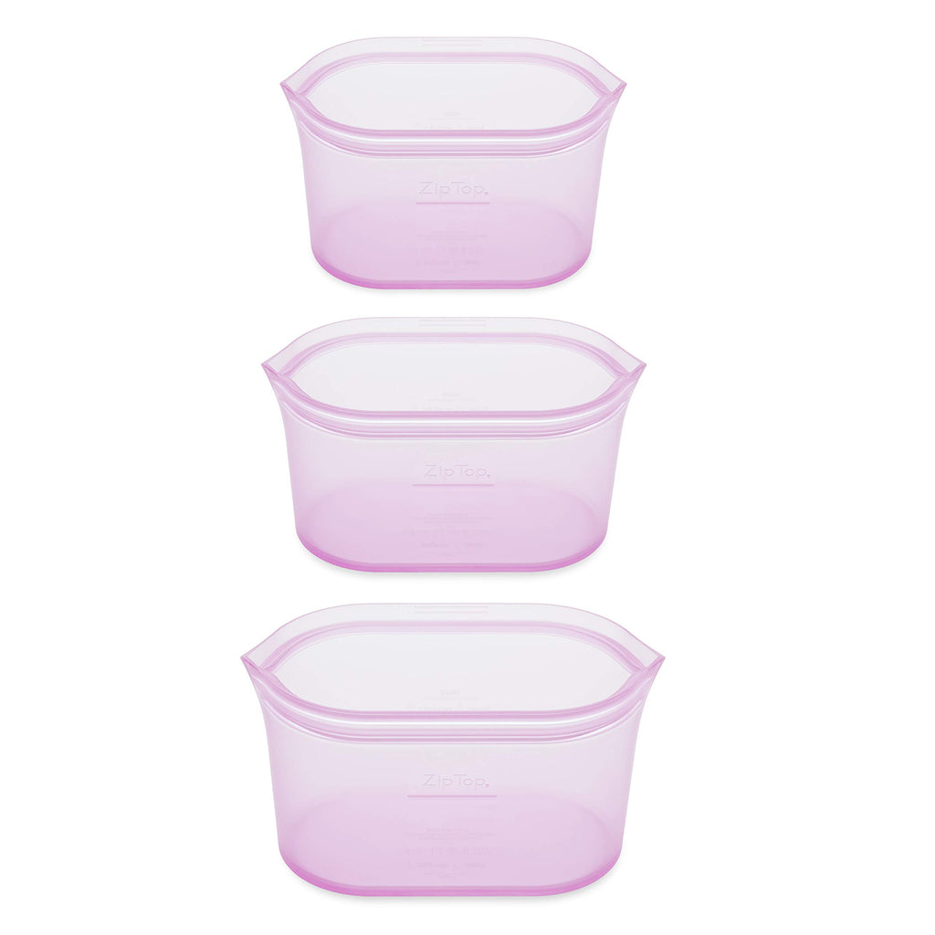 Zip Top Reusable Food Storage Containers Full Set of 8 Lavender – Platinum Silicone Cups, Dishes & Bags – Microwave, Dishwasher & Freezer Safe – Made in USA, BPA-Free