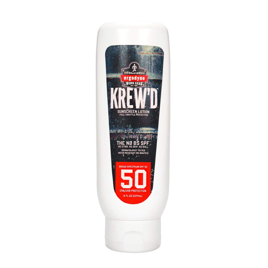 Ergodyne KREW'D 6355 Sunscreen Lotion, Broad Spectrum SPF 50, Water Resistant, 32 oz, 4-Pack, White