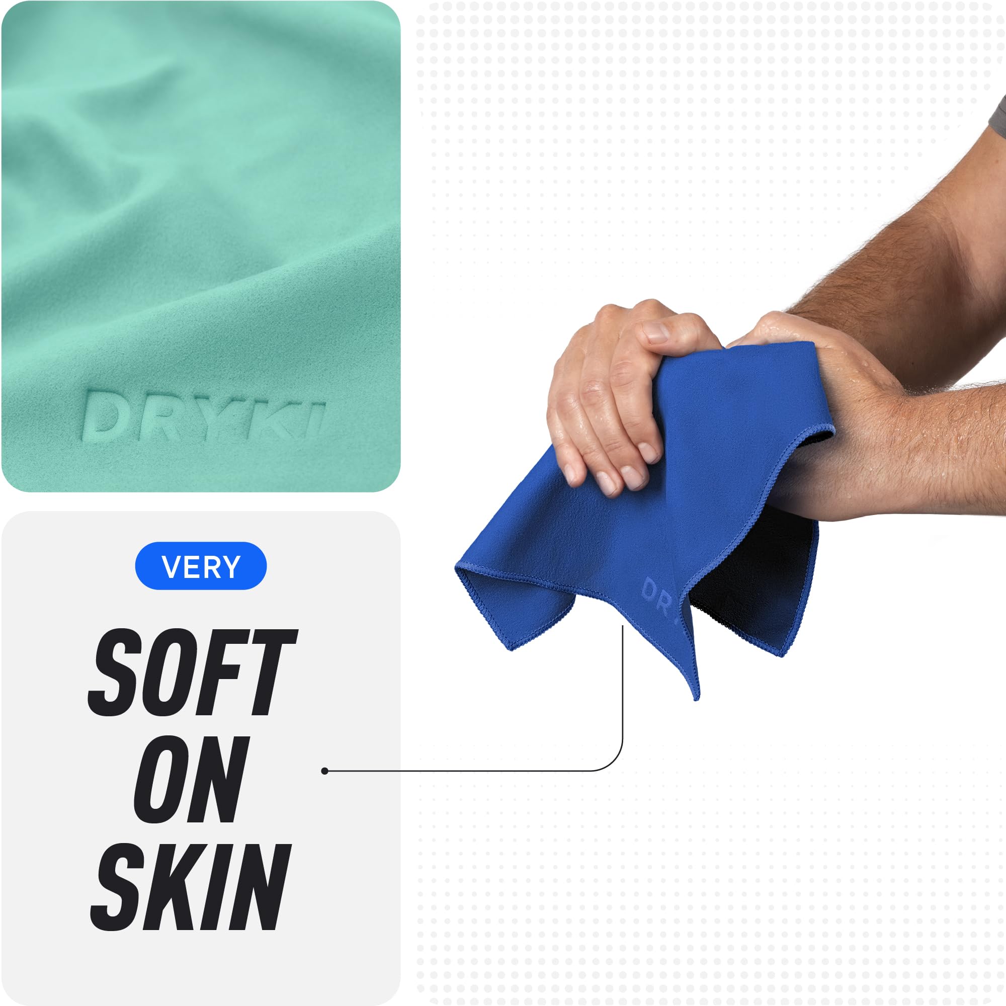 DRYKI Pocket-Sized Sweat Towels - The Original Sweat Absorbing Handkerchiefs - Quick-Dry Microfiber Sweat Rags for Face, Hands, & Body - Men & Women - Gym and Work (Moss Camo: 5 Pack)