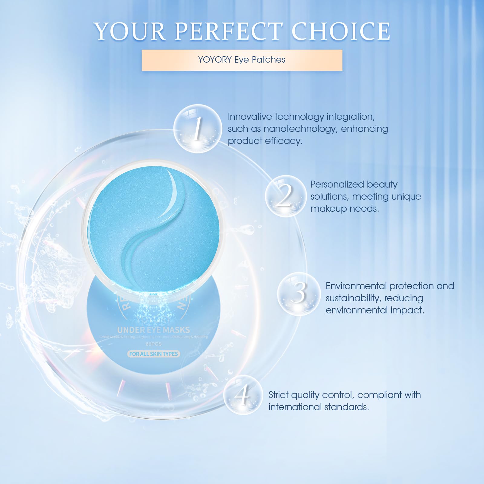 Under Eye Patches Masks with Collagen and Hyaluronic Acid, Moisturizing Eye Gel Pads for Tired-Looking Eyes, Refreshing Skincare Eye Masks for Daily Use, 60 Pcs