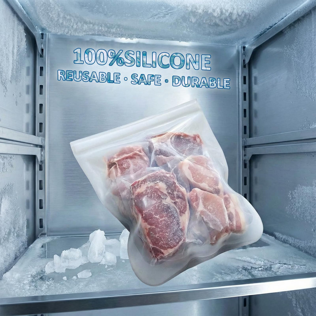 Extra Large Reusable Silicone Food Storage Bags 4 Pack, 0.8 Gallon/3000ml, 100% Silicone Stand-Up Wide-Open Zip-Lock Reusable Bags for Large Items, Microwave Freezer Oven Dishwasher Safe, Translucent
