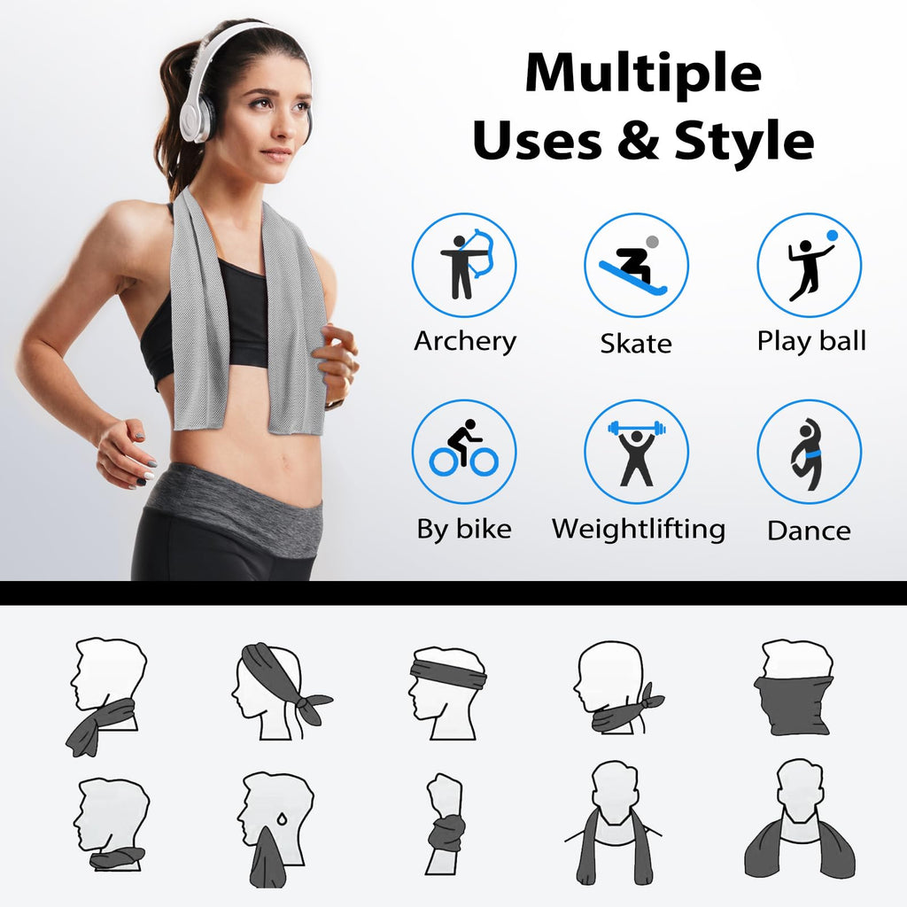 Cooling Towels - 5 Pack Gym Towels, Gym Towel for Working Out, Yoga Towel, Quick Dry Towel for Running, Camping, Fitness & More Activities