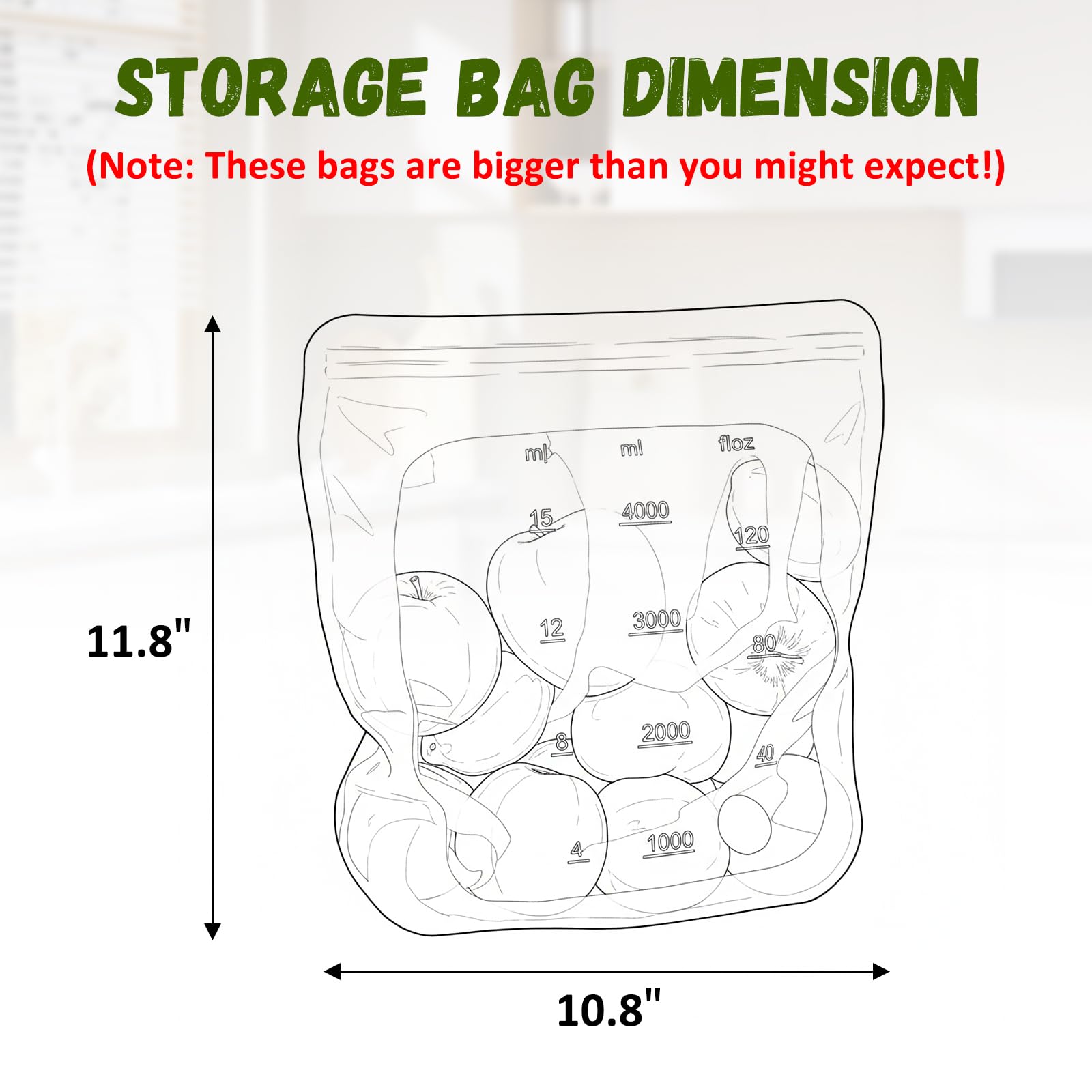 Extra Large Reusable Silicone Food Storage Bags 4 Pack, 0.8 Gallon/3000ml, 100% Silicone Stand-Up Wide-Open Zip-Lock Reusable Bags for Large Items, Microwave Freezer Oven Dishwasher Safe, Translucent
