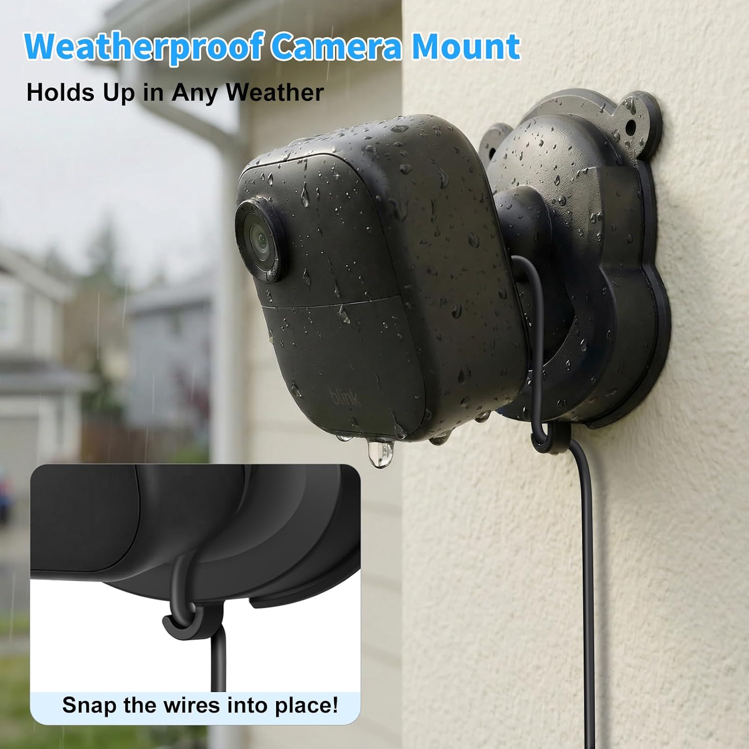 3 Pack No Drill Blink Camera Mount with Sync Module Mount for Blink Outdoor 4/ 2K+/ Outdoor (3rd gen) Cameras/ Mini/ Mini 2/2k+, Outlet Wall Mount No Messy Wires Space-Saving Bracket with Short Cable