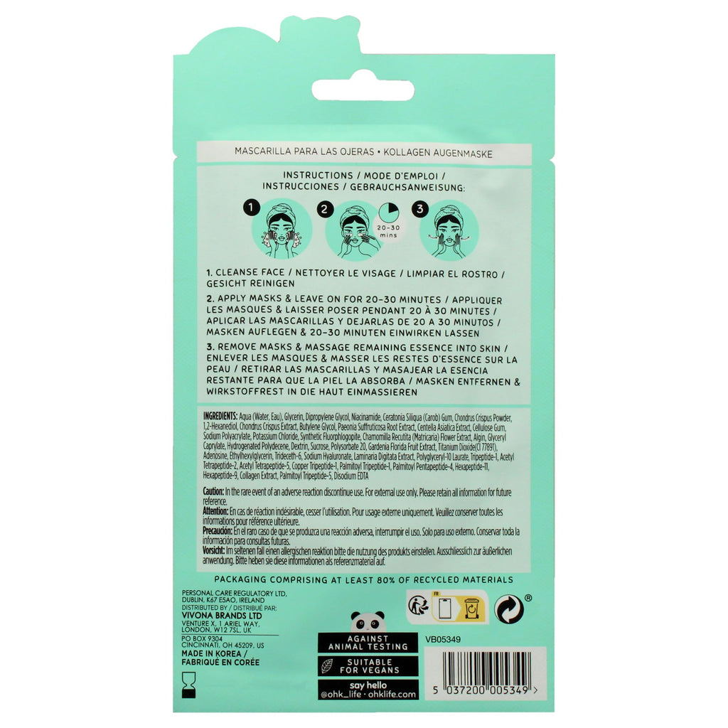 Oh K! Eye Mask - Rejuvenating - Hydrating Under Eye Patches - Depuffing Undereye Patches with Niacinamide - Hydrogel Mask for Dark Circles - 7 Pairs