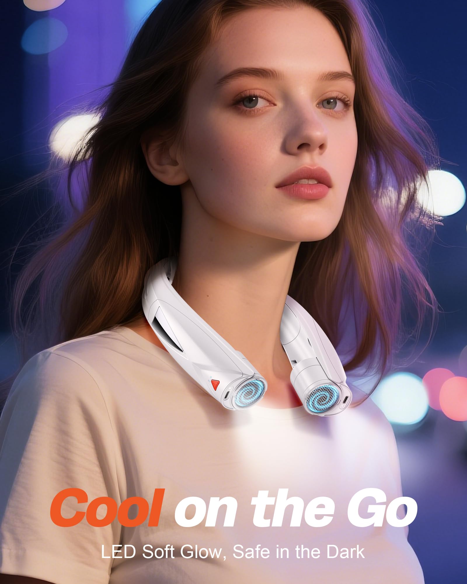 Laimiod Neck Fan - Portable Neck Fan with LED Book Light, 6-20h Long Battery Life, 6 Speeds Adjustable, USB-C Rechargeable, Hands-Free Wearable Fan, Cooling Personal Fan Gifts for Men Women Dad Mom | Comfortable Silicone Made, 6-20 Hours Long Lasting, 6 A