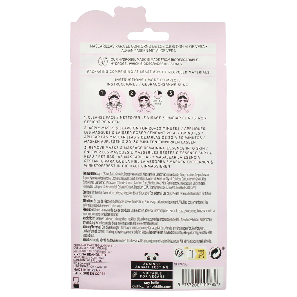 Oh K! Eye Mask - Rejuvenating - Hydrating Under Eye Patches - Depuffing Undereye Patches with Niacinamide - Hydrogel Mask for Dark Circles - 7 Pairs