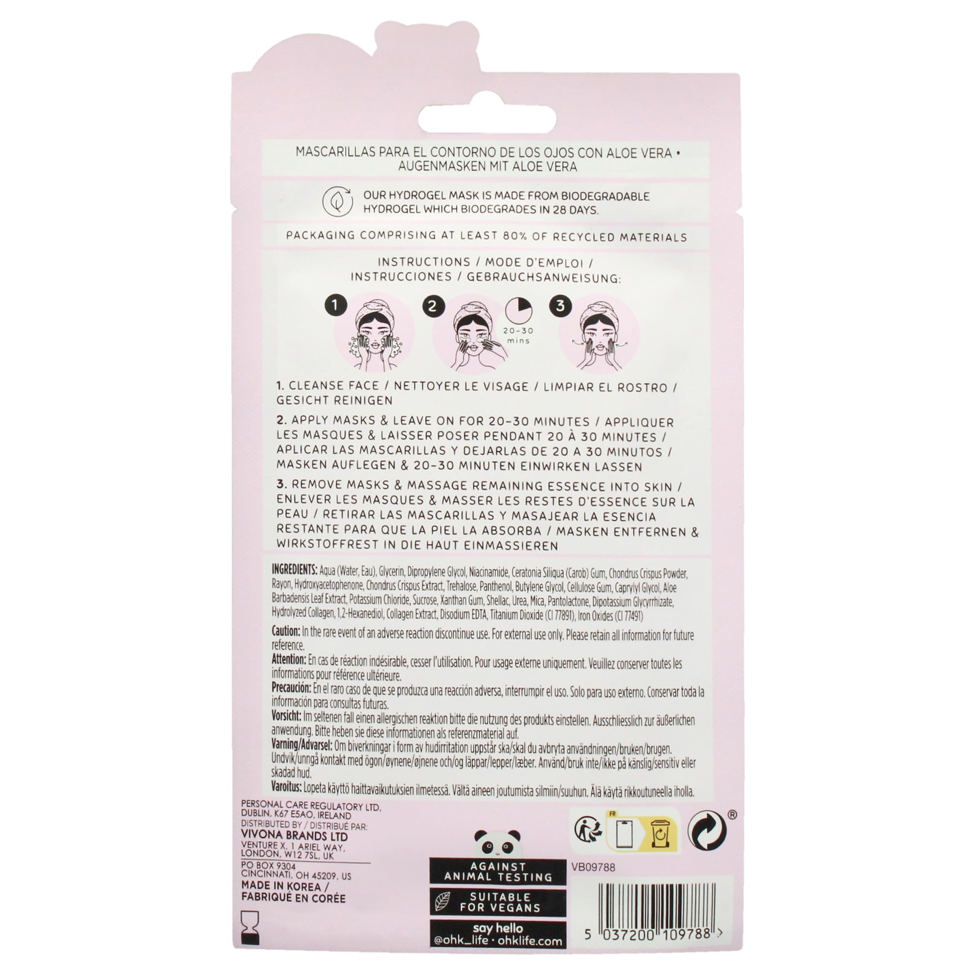 Oh K! Eye Mask - Rejuvenating - Hydrating Under Eye Patches - Depuffing Undereye Patches with Niacinamide - Hydrogel Mask for Dark Circles - 7 Pairs