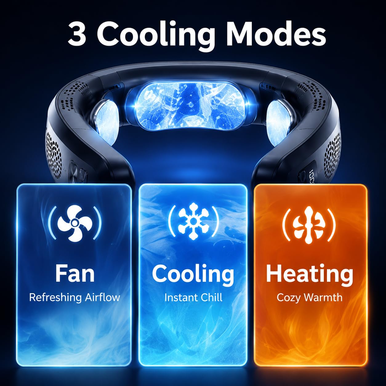 Portable Neck Air Conditioner Fan, 2026 Wearable Neck Cooler with 3 Cooling Plates, 6000mAh Rechargeable Bladeless Neck Fan, 3D Airflow Quiet Personal Fan for Travel Sports Work Outdoor