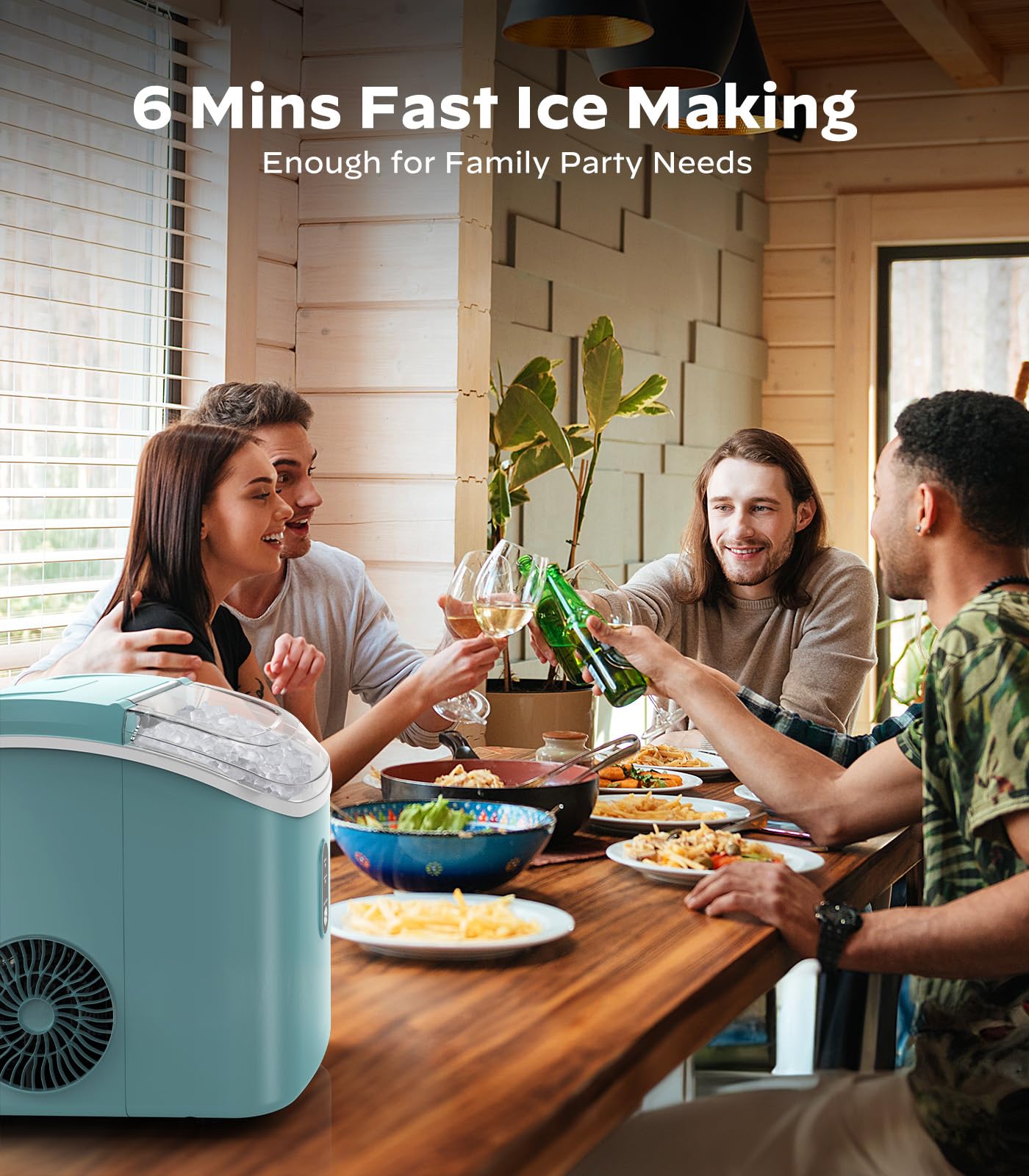 Silonn Countertop Ice Maker with 2.5L Expandable Ice Basket, 26.5lbs/24H, 9 Cubes in 6 Mins, 2 Ice Sizes, Self-Cleaning & LED Touch Control for Home Kitchen Office