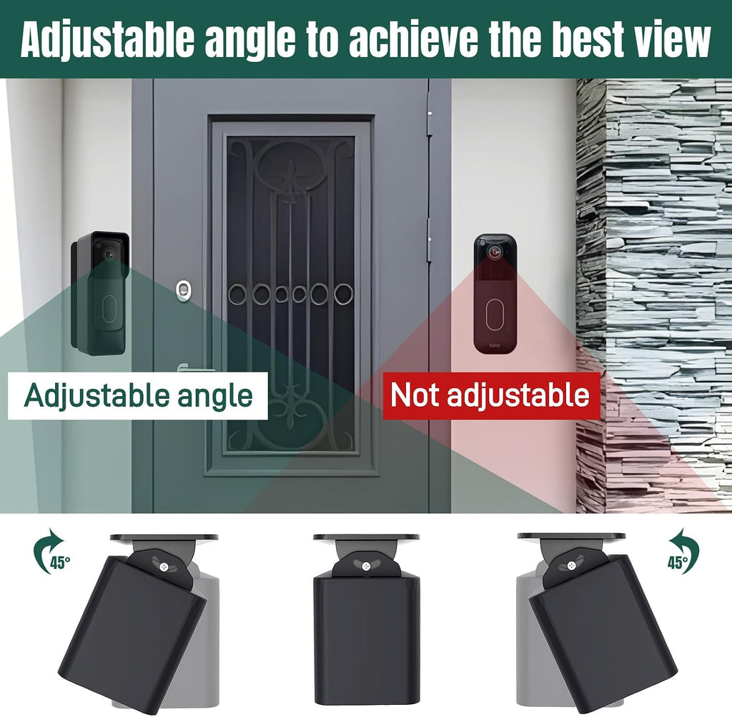 Blink Doorbell Camera Mount for 2nd Gen 2025 (newest model) 0-45° Adjustable Angle Anti-Theft Mount, No-Drill Easy Installation, Holder Compatible with Blink Video Doorbell Gen 2