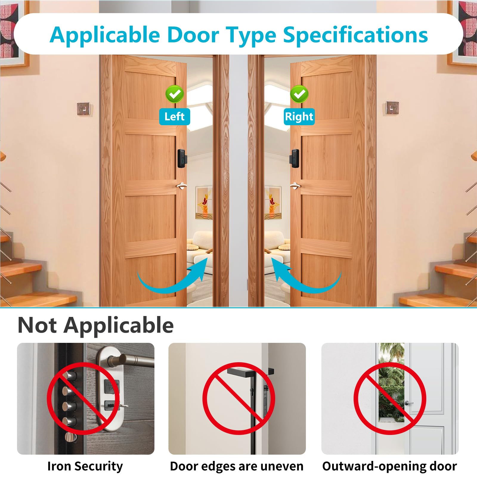 Anti-Theft Blink Doorbell Mount, No-Drill Mounting Bracket for All-New Blink Video Doorbell Camera, Non-Blocking Motion Sensor, Easy to Install, Door Mount Holder for Apartments, Renters (Black)
