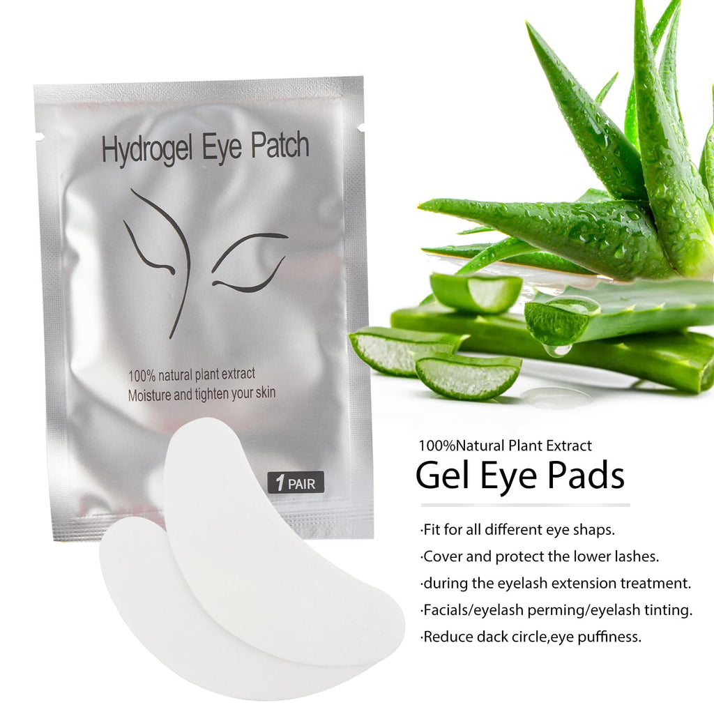 50 Pairs Eye Gel Pads, Lint Free Under Eye Patches for Eyelash Extensions, Premium Eye Mask Beauty Tool Kit (Pink)