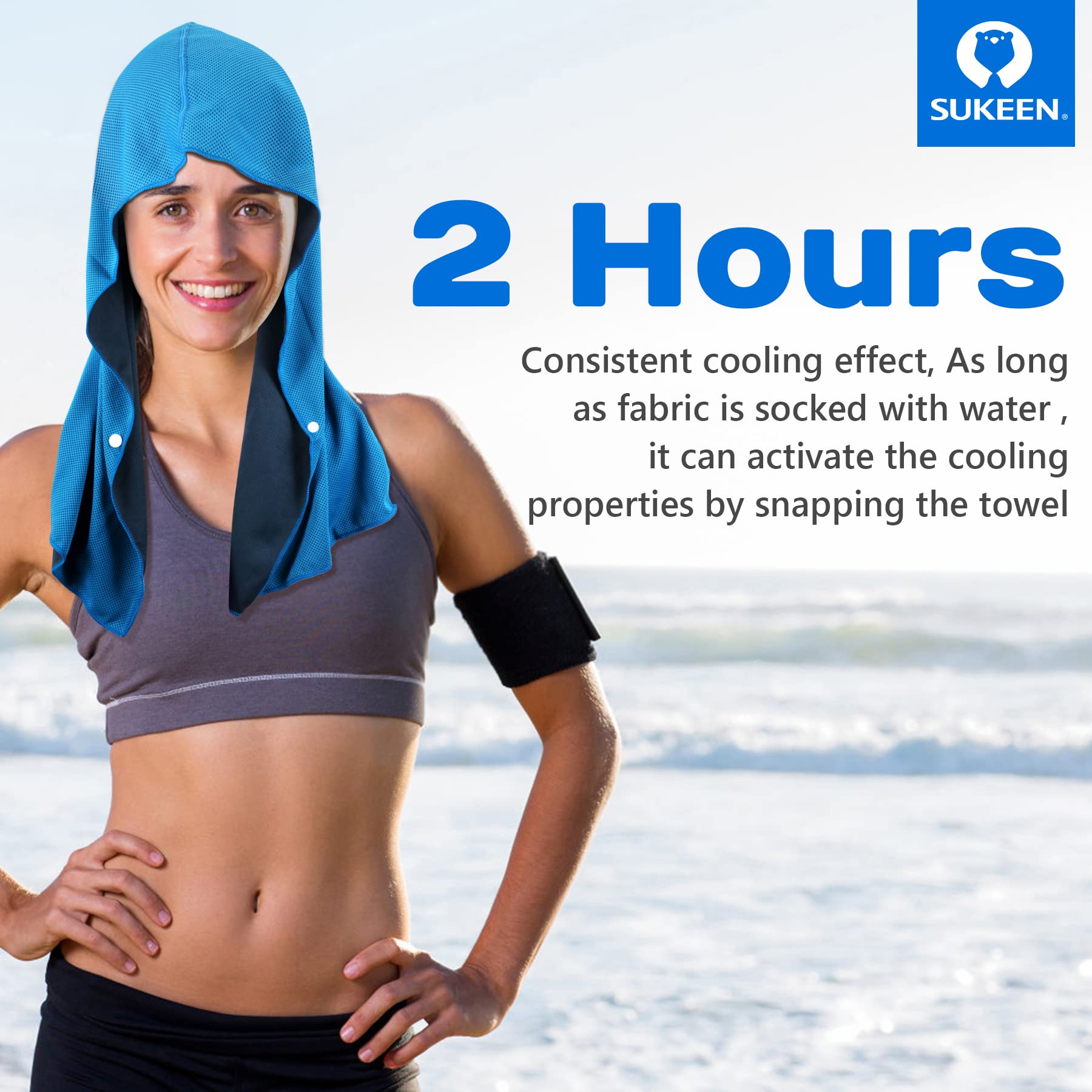 Sukeen Cooling Hoodie Towel, Absorbent Quick-Drying Cooling Towels for Neck and Face, UV Sun Protection Cooling Neck Wraps Sport Head Cooling Towel Hot Weather