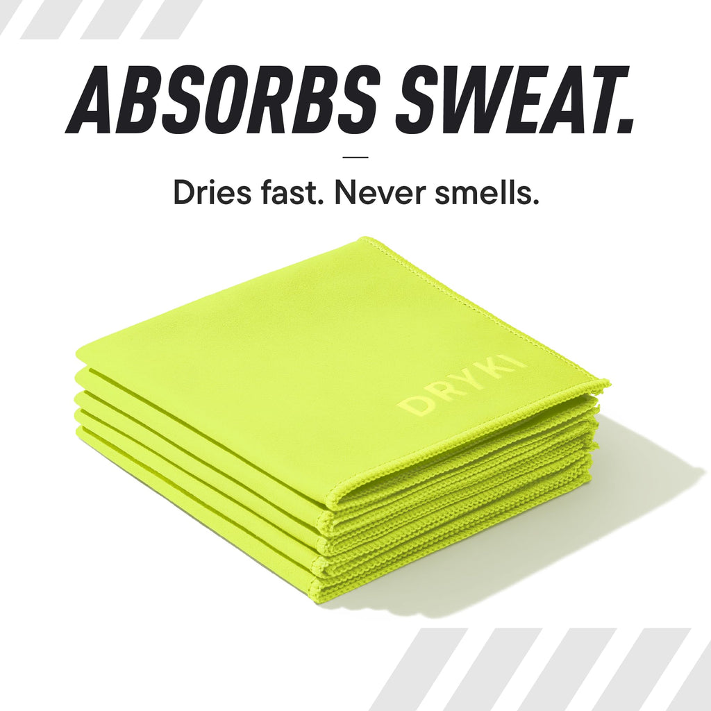 DRYKI Pocket-Sized Sweat Towels - The Original Sweat Absorbing Handkerchiefs - Quick-Dry Microfiber Sweat Rags for Face, Hands, & Body - Men & Women - Gym and Work (Moss Camo: 5 Pack)