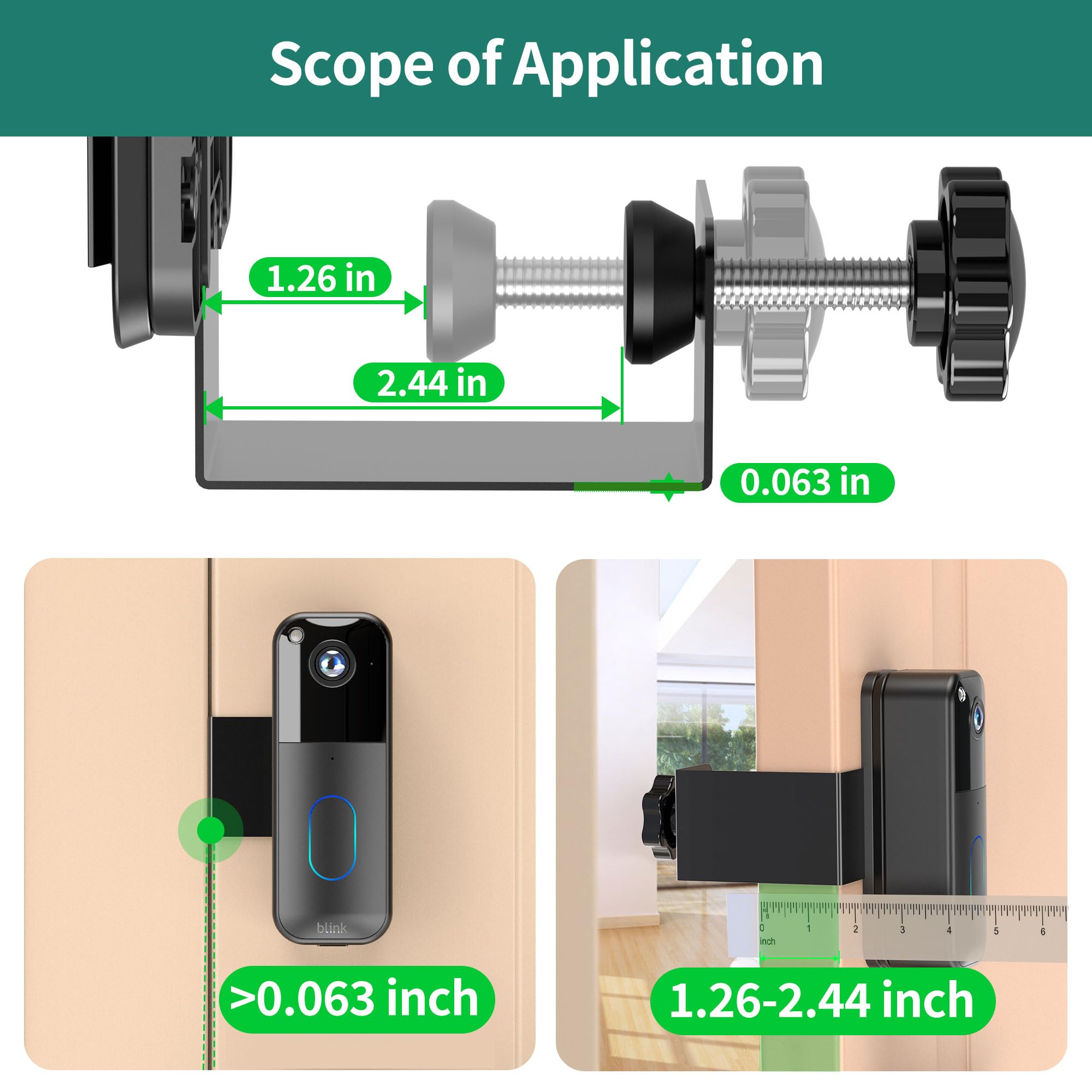 HomeMount Blink Doorbell Camera Mount No Drill for Blink Video Doorbell (1st/2nd), Anti Theft Doorbell Mount, Renter-Friendly No-Damage Blink Video Doorbell Mount for Inward Opening Doors