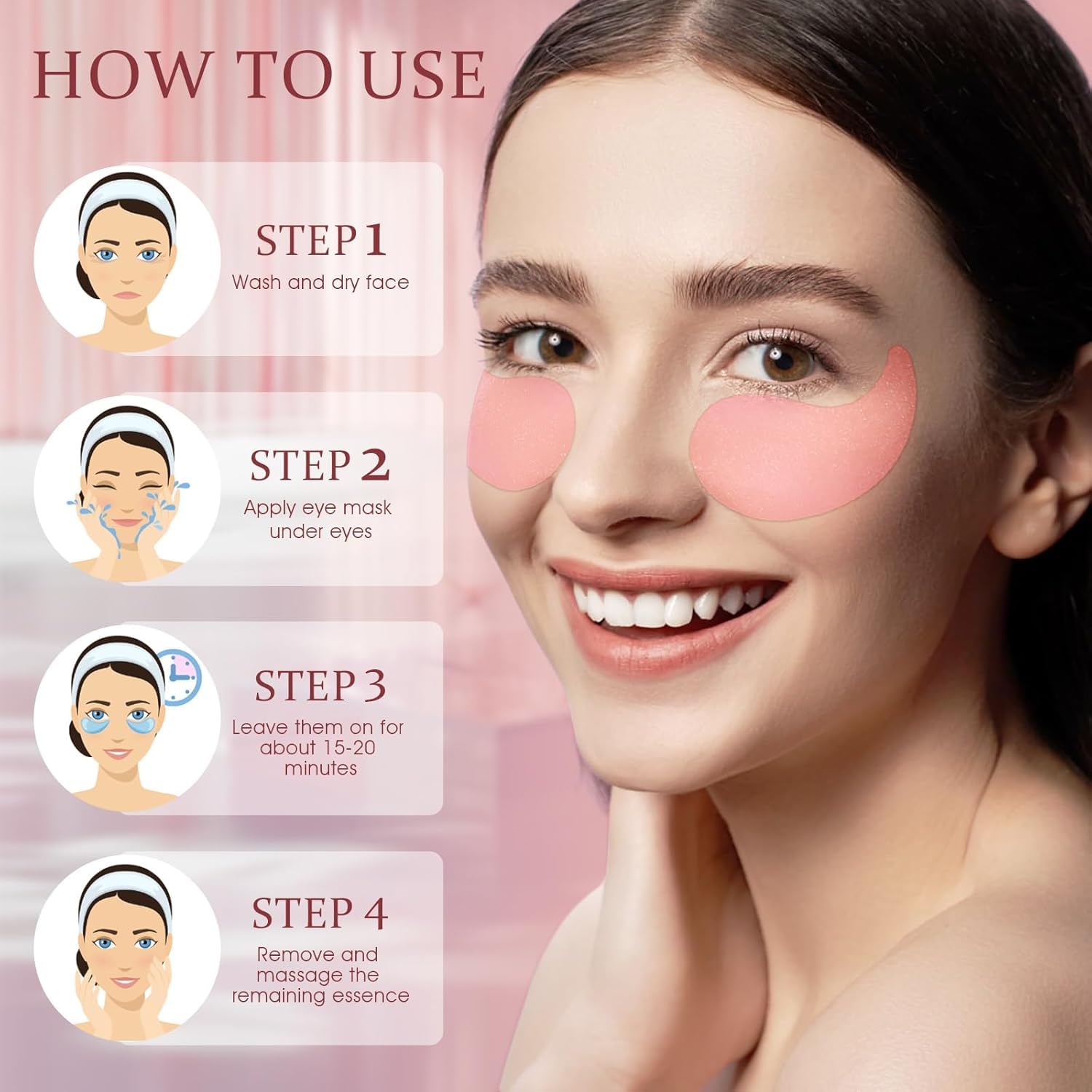 Under Eye Patches Masks - Reduce Puffy Eyes, Dark Circles,Undereye Bags, Wrinkles,Infused Peptide Collagen and Hyaluronic Acid,Vegan Cruelty-Free Self Care 30 Pairs