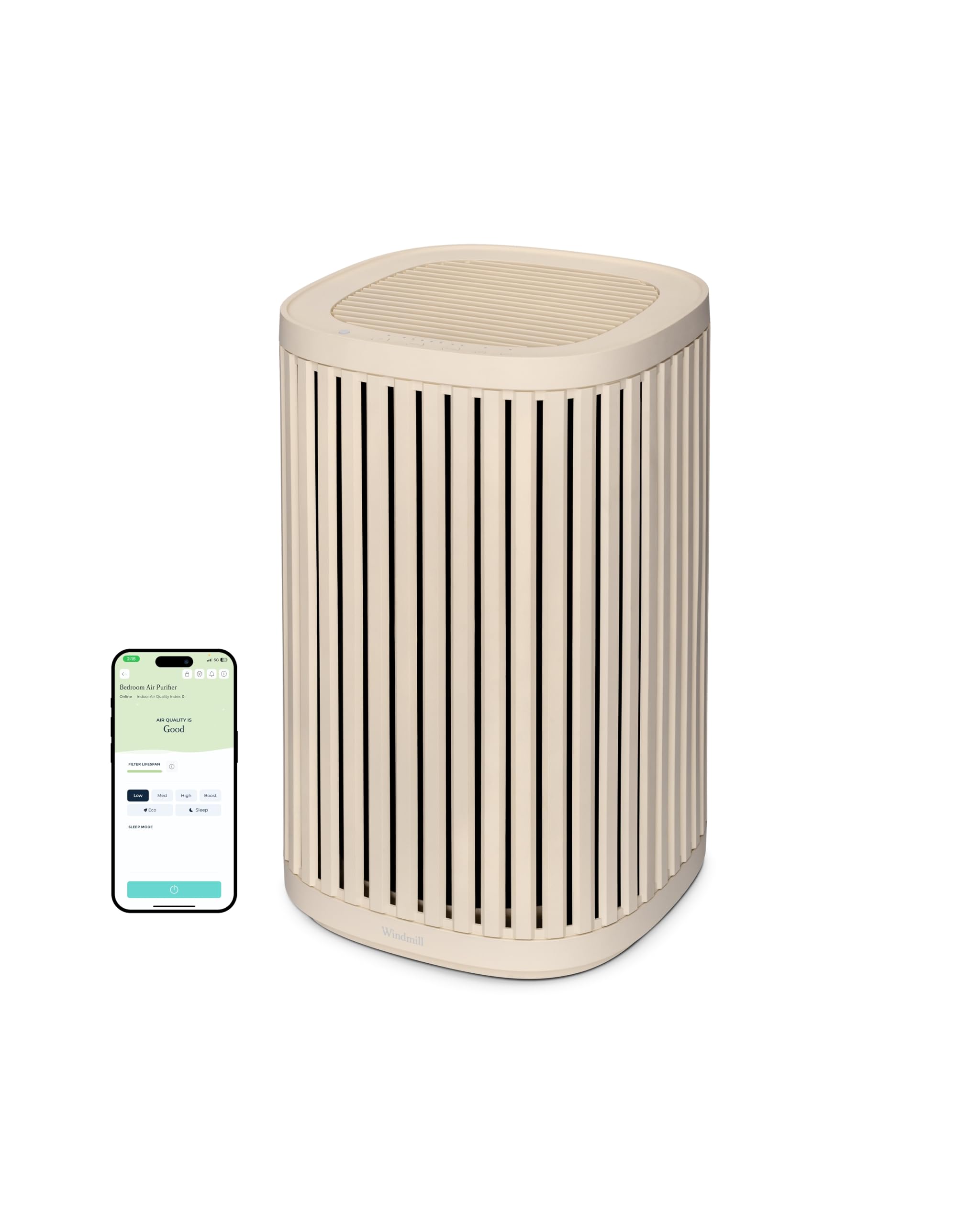 Windmill Air Purifier for Home - 3-In-1 Filtration for Dust, Smoke, & More - True HEPA Filter, Activated Carbon, & Pre-Filter - Ultra-Quiet - App Compatible - Covers Up To 975 sq ft - Navy
