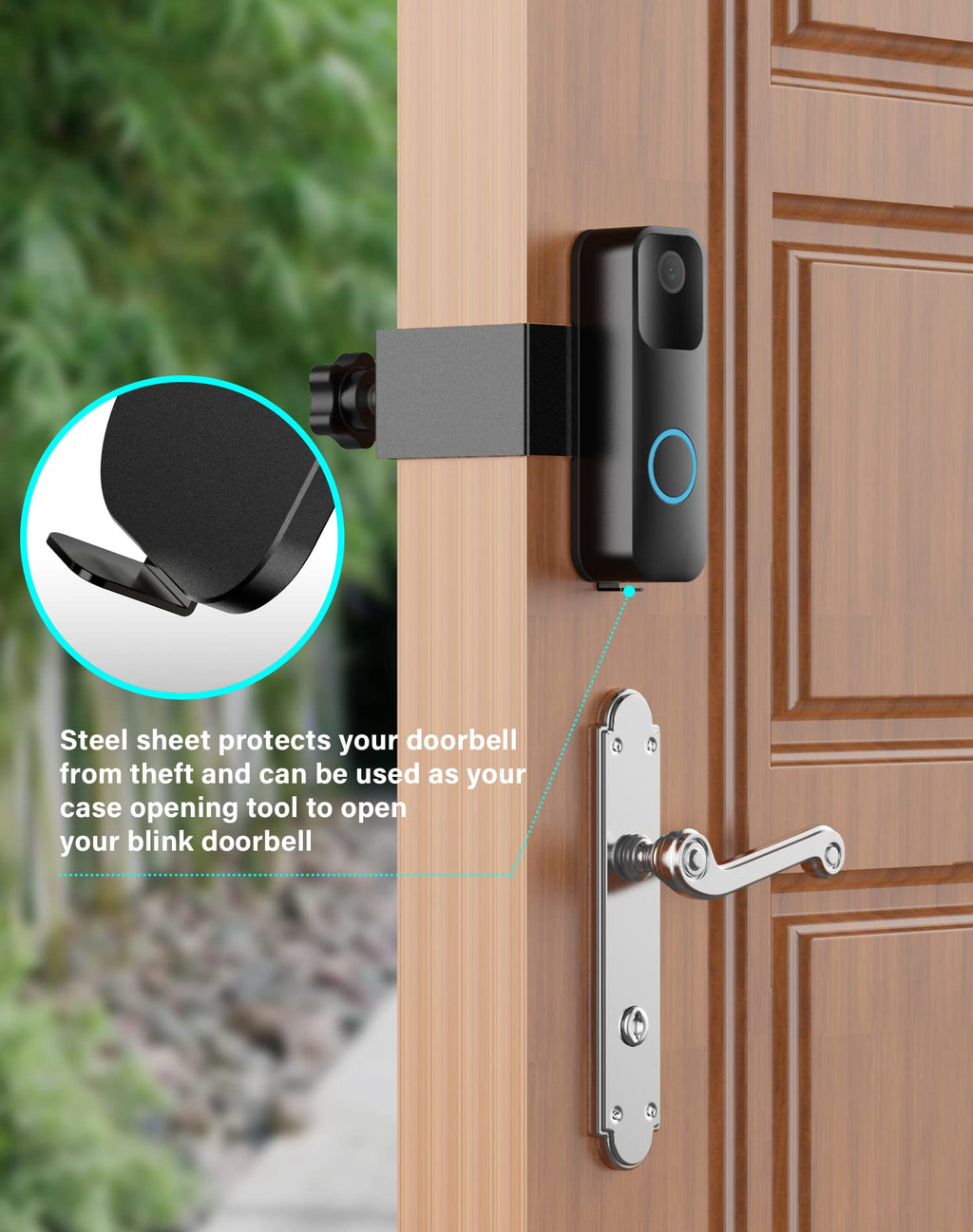 Anti-Theft Blink Video Doorbell Door Mount, No Drilling High Quality Stainless & Aluminum Video Camera Doorbell Mount for Apartment Renters Home Office Room（Camera is not included)