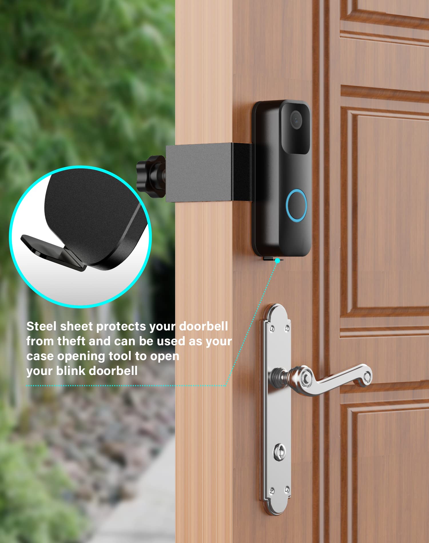 Anti-Theft Blink Video Doorbell Door Mount, No Drilling High Quality Stainless & Aluminum Video Camera Doorbell Mount for Apartment Renters Home Office Room（Camera is not included)