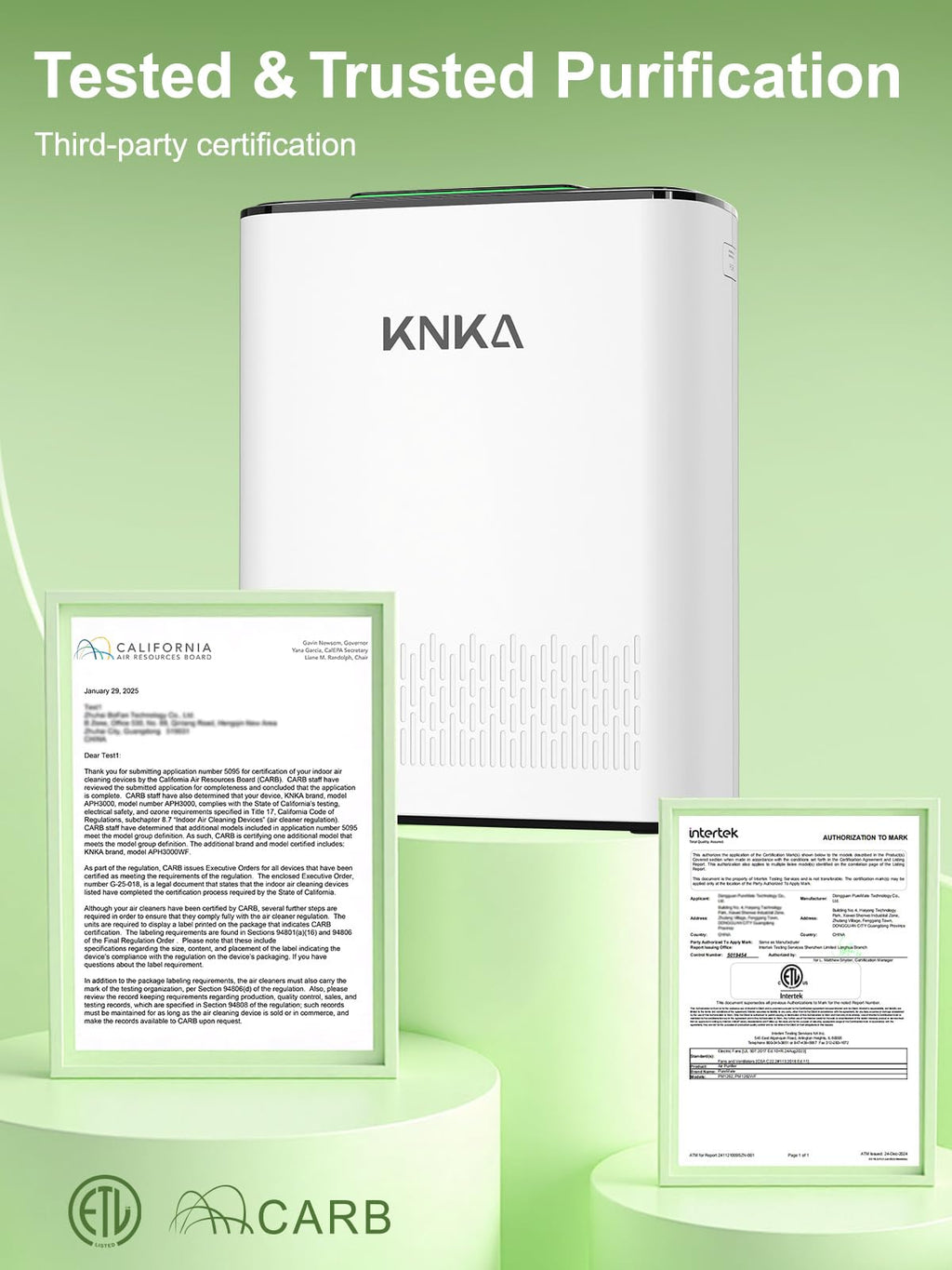 KNKA Air Purifiers for Home Large Room Bedroom Up to 1123 Ft² in 1 Hr, Washable Filters, AQI Display, Turbo & Auto Modes, HEPA Sleep Mode, Air Cleaner for Dust, Pet Hair, Pollen (APH3000)