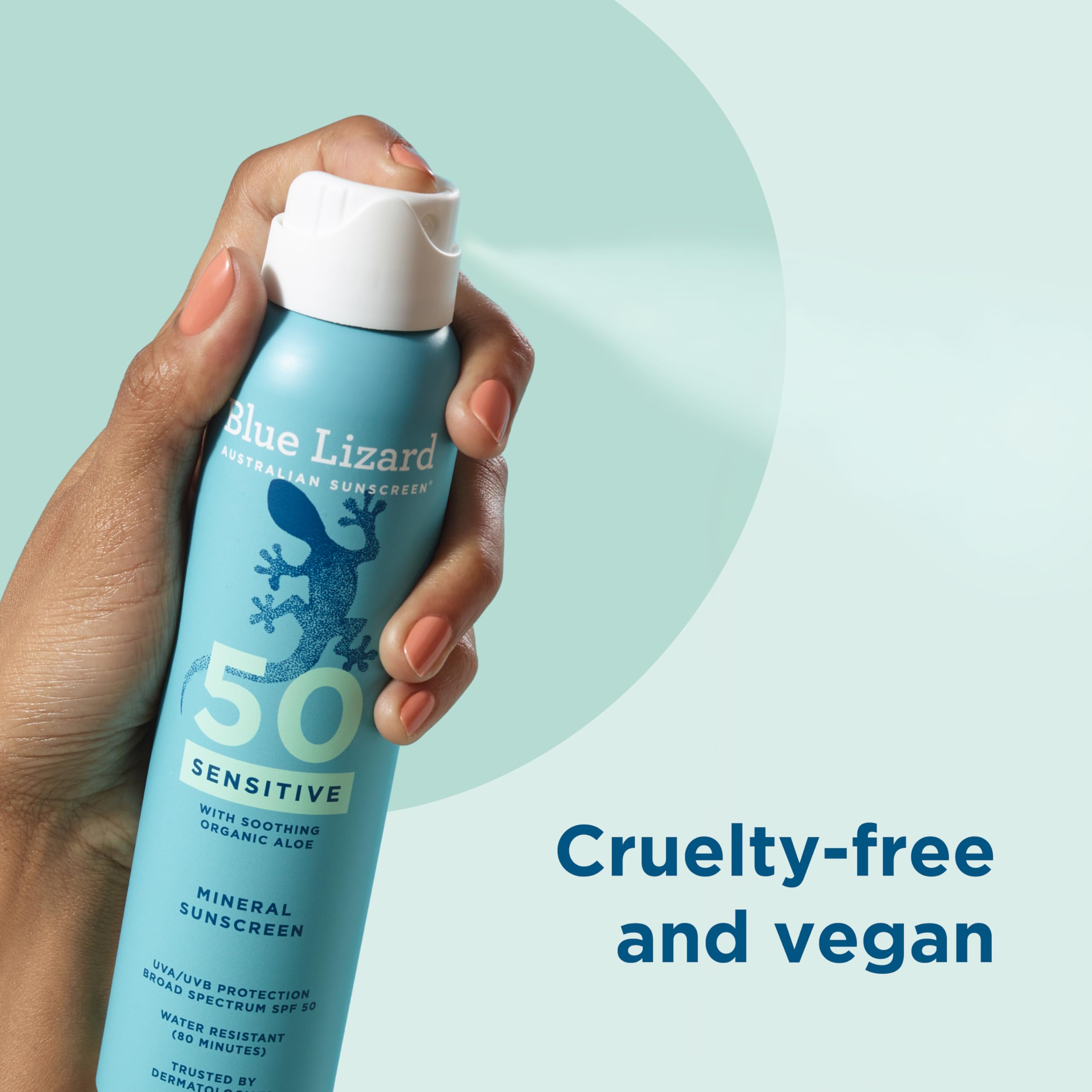 BLUE LIZARD Sport Mineral Sunscreen Spray SPF 50+, Dermatologist-Recommended Brand, Broad-Spectrum UVA/UVB Protection, Water-Resistant, Zinc Oxide Formula, Vegan, 5 fl oz