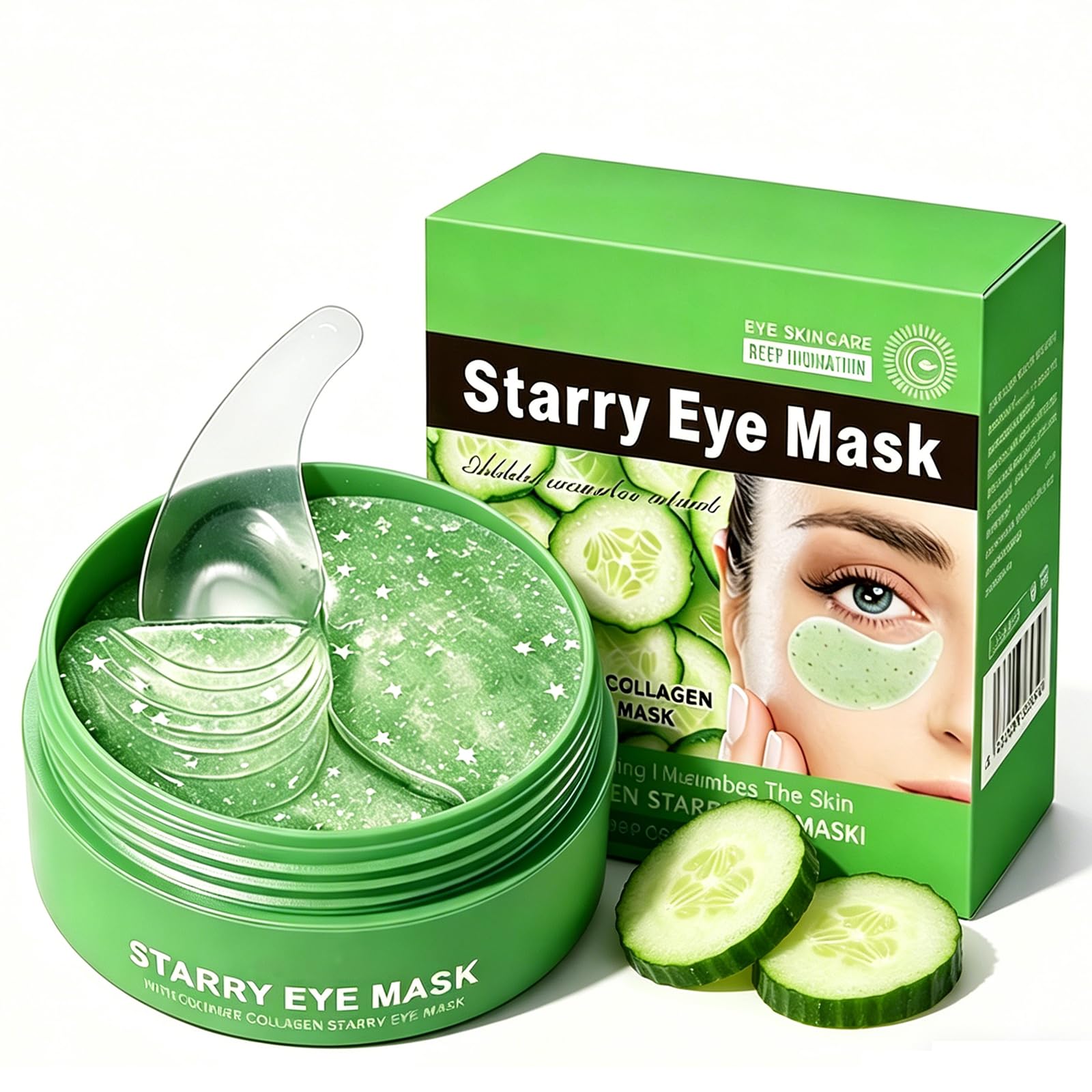 60 PCS Cucumber Under Eye Patches,Eye Masks for Dark Circles,Puffiness and Eye Bags,Moisturizing Eye Patches Skincare, Reduce Eye Skin Dryness,Wrinkles and Fine Lines,Self Care Gifts for Women