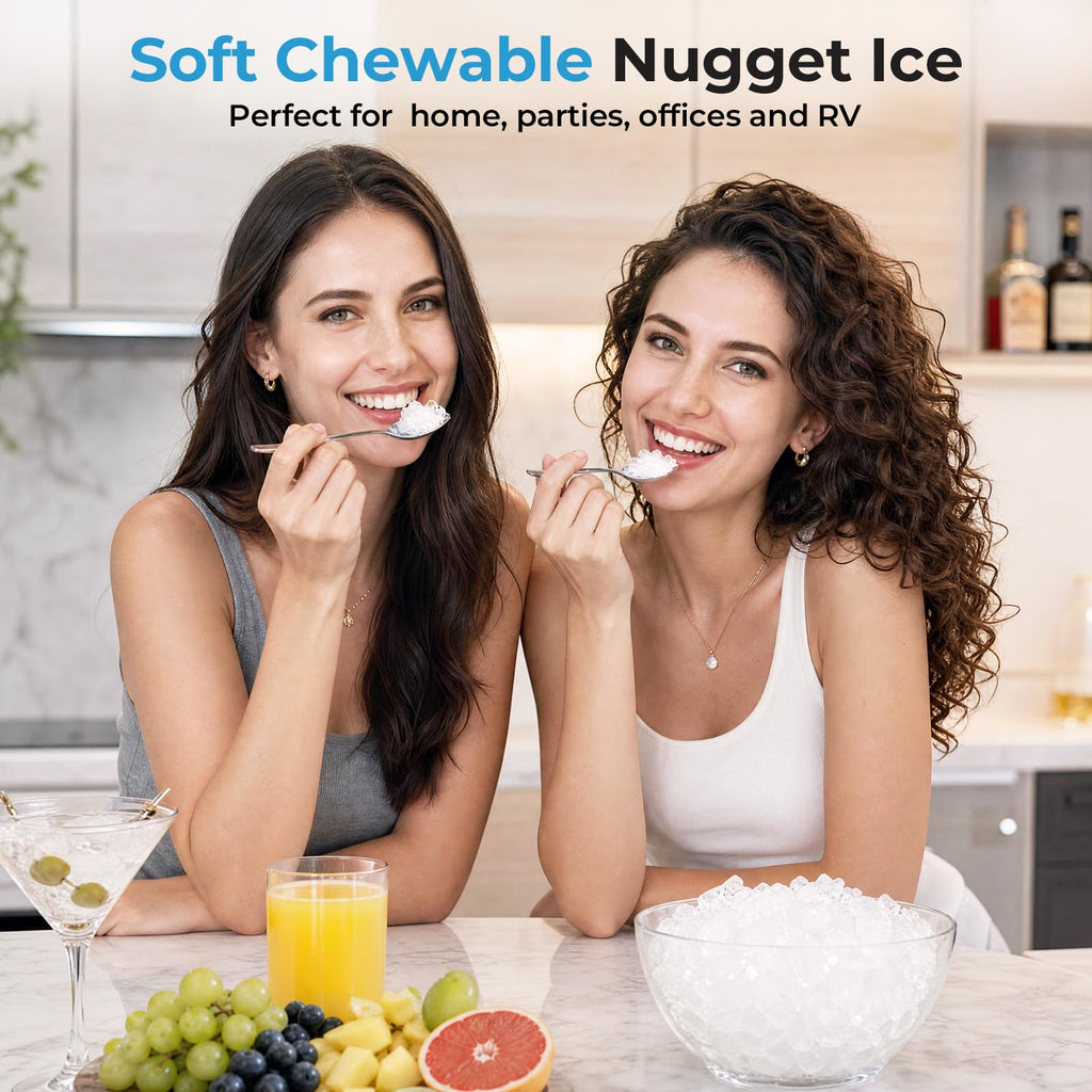 Antarctic Star Nugget Ice Maker Countertop, 33 lbs/24H, Automatic Ice Dispenser, Self-Cleaning Pebble Sonic Ice Machine, 1.8L Water Tank, One-Click & Motion Sensor Light, for Home/Office/Kitchen