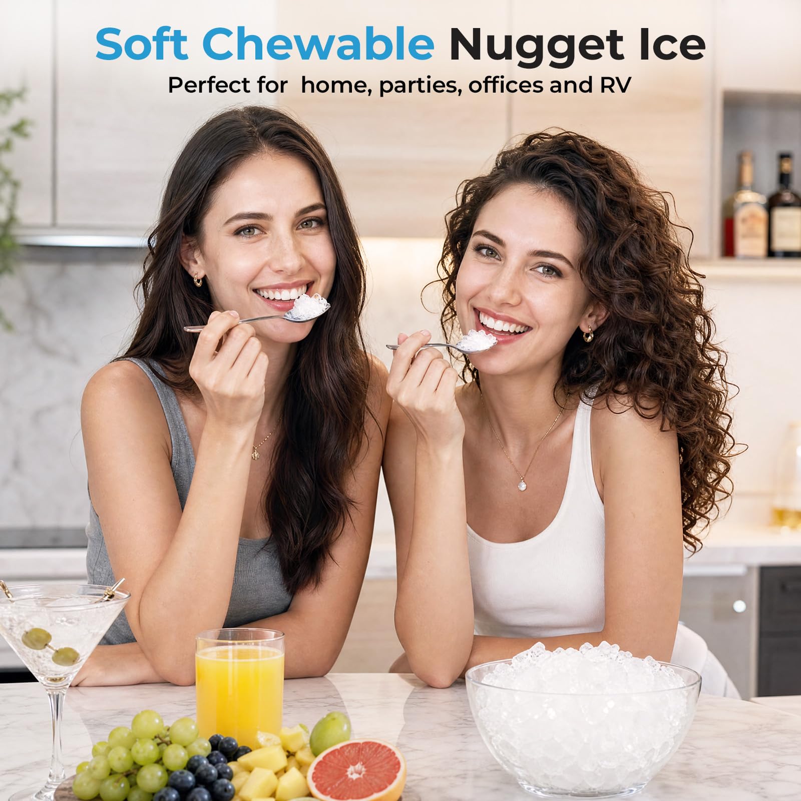 Antarctic Star Nugget Ice Maker Countertop, 33 lbs/24H, Automatic Ice Dispenser, Self-Cleaning Pebble Sonic Ice Machine, 1.8L Water Tank, One-Click & Motion Sensor Light, for Home/Office/Kitchen