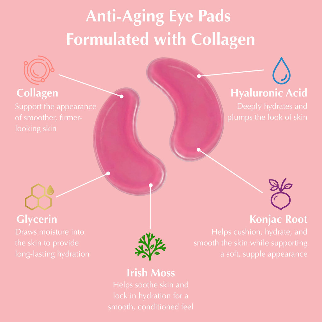 SpaScriptions Collagen Hydrogel Under Eye Patches - Anti-Wrinkle Eye Masks for Dark Circles & Puffiness, Firming & Hydrating Gel Eye Pads for Men & Women for Refreshing Daily Skin Care, 4 Pairs