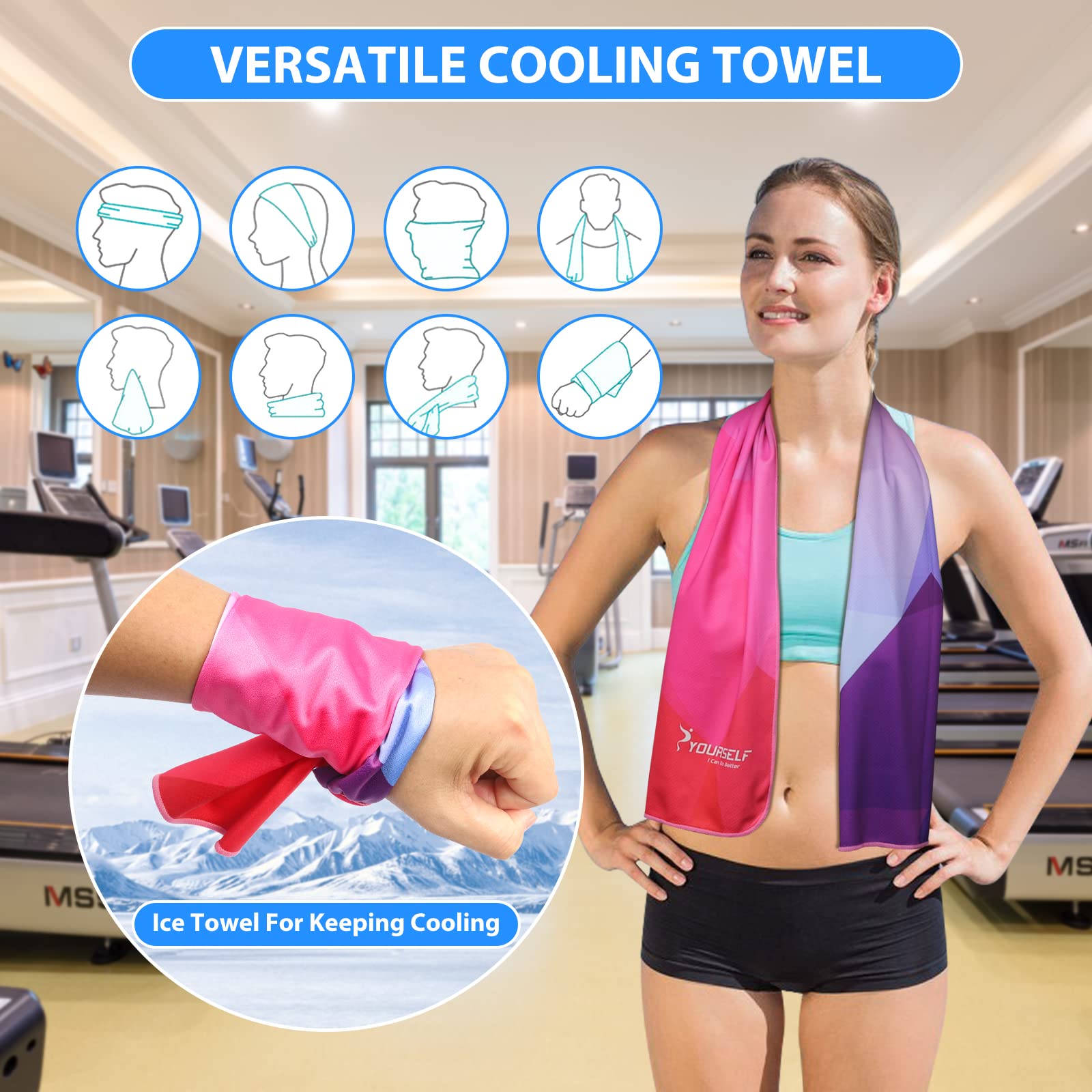 SYOURSELF Cooling Towel, Cooling Towels for Neck,40" x 12"Ice Towel for Instant Cooling Relief, Soft Breathable Chilly Towel, Perfect Yoga, Golf, Sports, Gym, Workout, Athletes Towel (1PC-Orange)