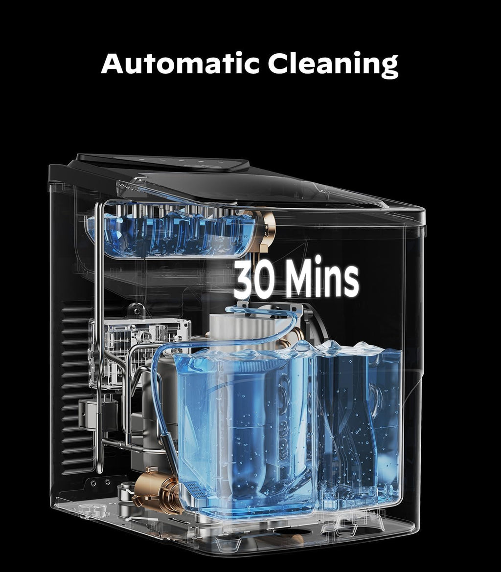 Silonn Countertop Ice Maker with 2.5L Expandable Ice Basket, 26.5lbs/24H, 9 Cubes in 6 Mins, 2 Ice Sizes, Self-Cleaning & LED Touch Control for Home Kitchen Office