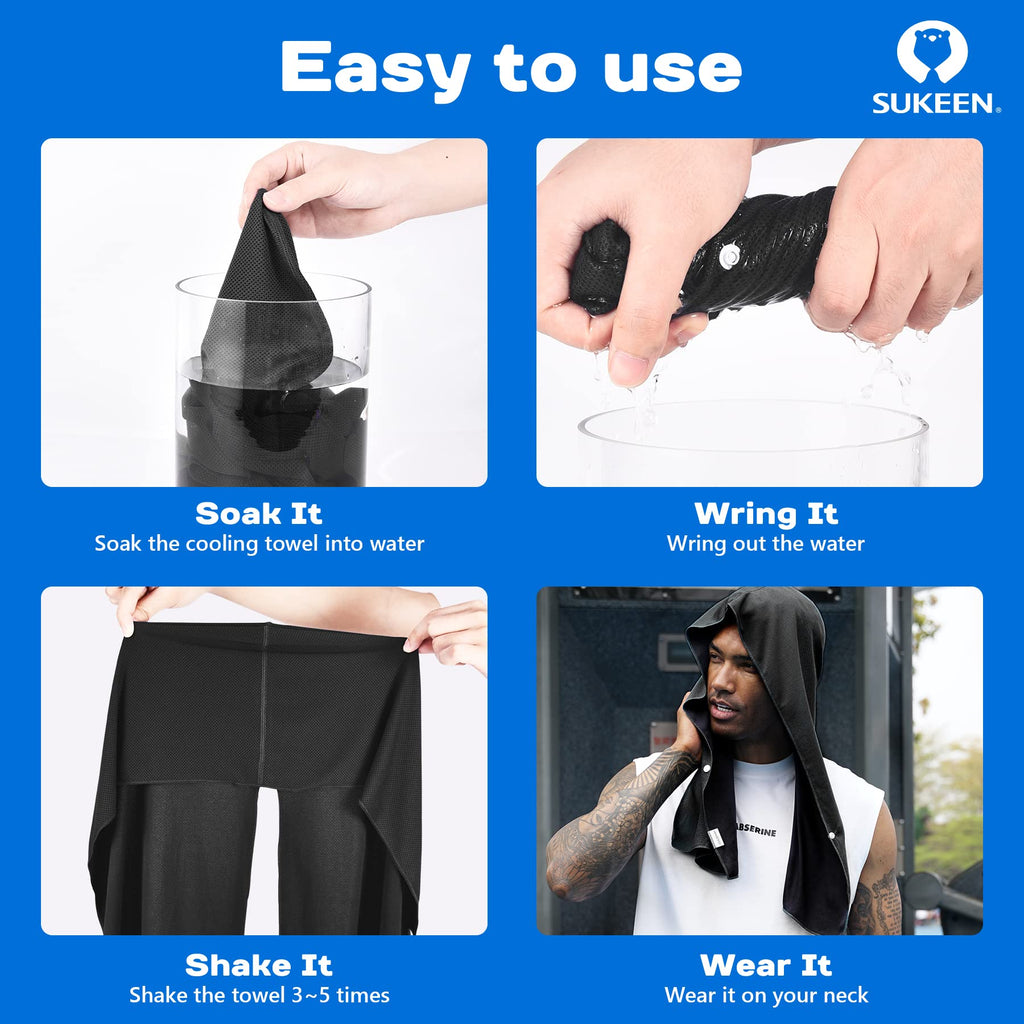 Sukeen Cooling Hoodie Towel, Absorbent Quick-Drying Cooling Towels for Neck and Face, UV Sun Protection Cooling Neck Wraps Sport Head Cooling Towel Hot Weather