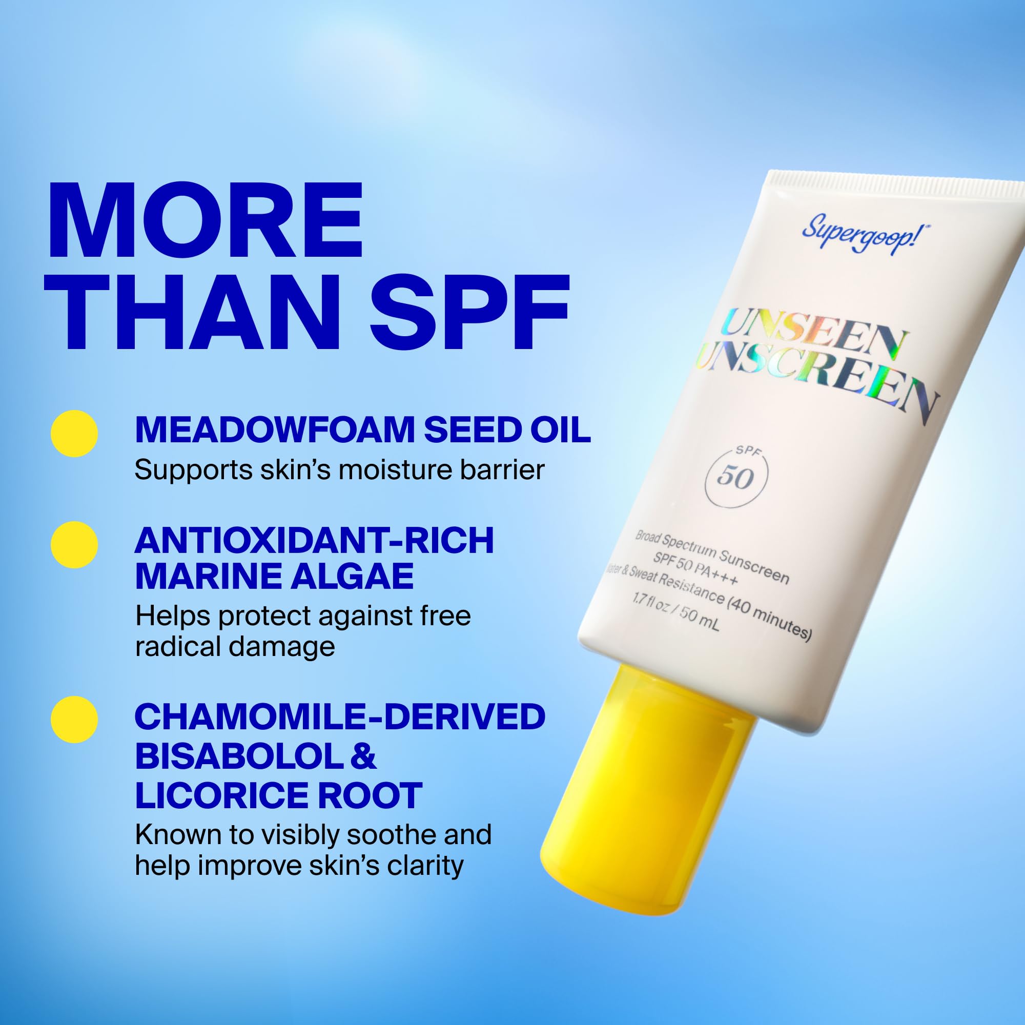 Supergoop! Unseen Sunscreen - Clear & Invisible Face Sunscreen + Broad Spectrum + Makeup-Gripping Primer - Weightless, Scentless, Oil Free - For All Skin Types & Tones