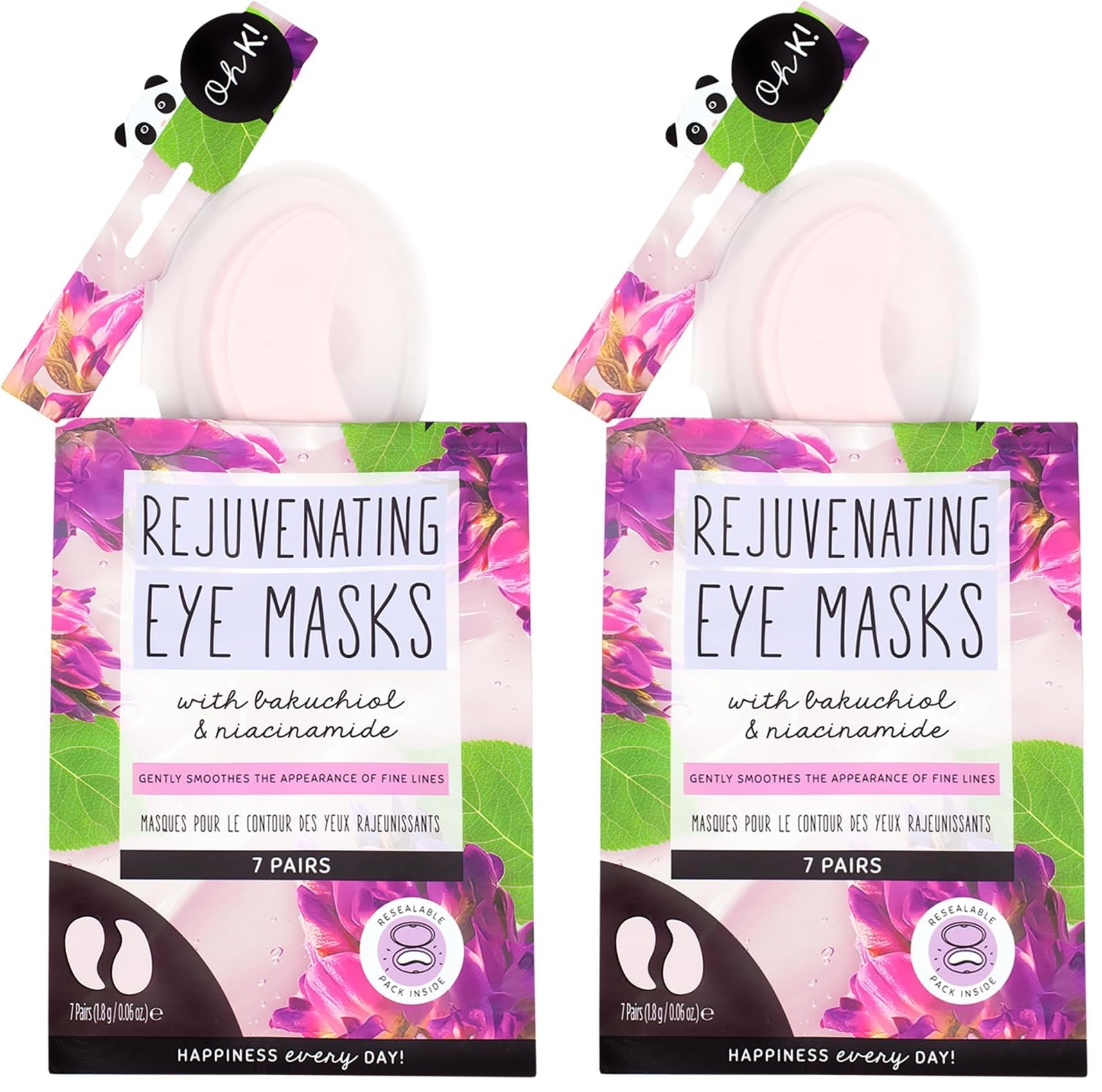 Oh K! Eye Mask - Rejuvenating - Hydrating Under Eye Patches - Depuffing Undereye Patches with Niacinamide - Hydrogel Mask for Dark Circles - 7 Pairs