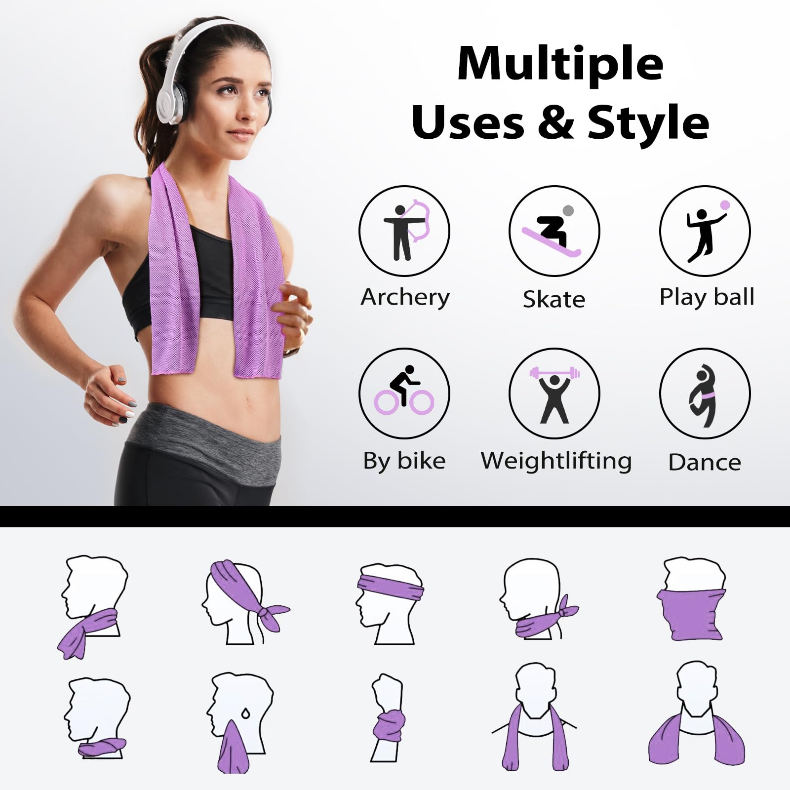 Cooling Towels - 5 Pack Gym Towels, Gym Towel for Working Out, Yoga Towel, Quick Dry Towel for Running, Camping, Fitness & More Activities